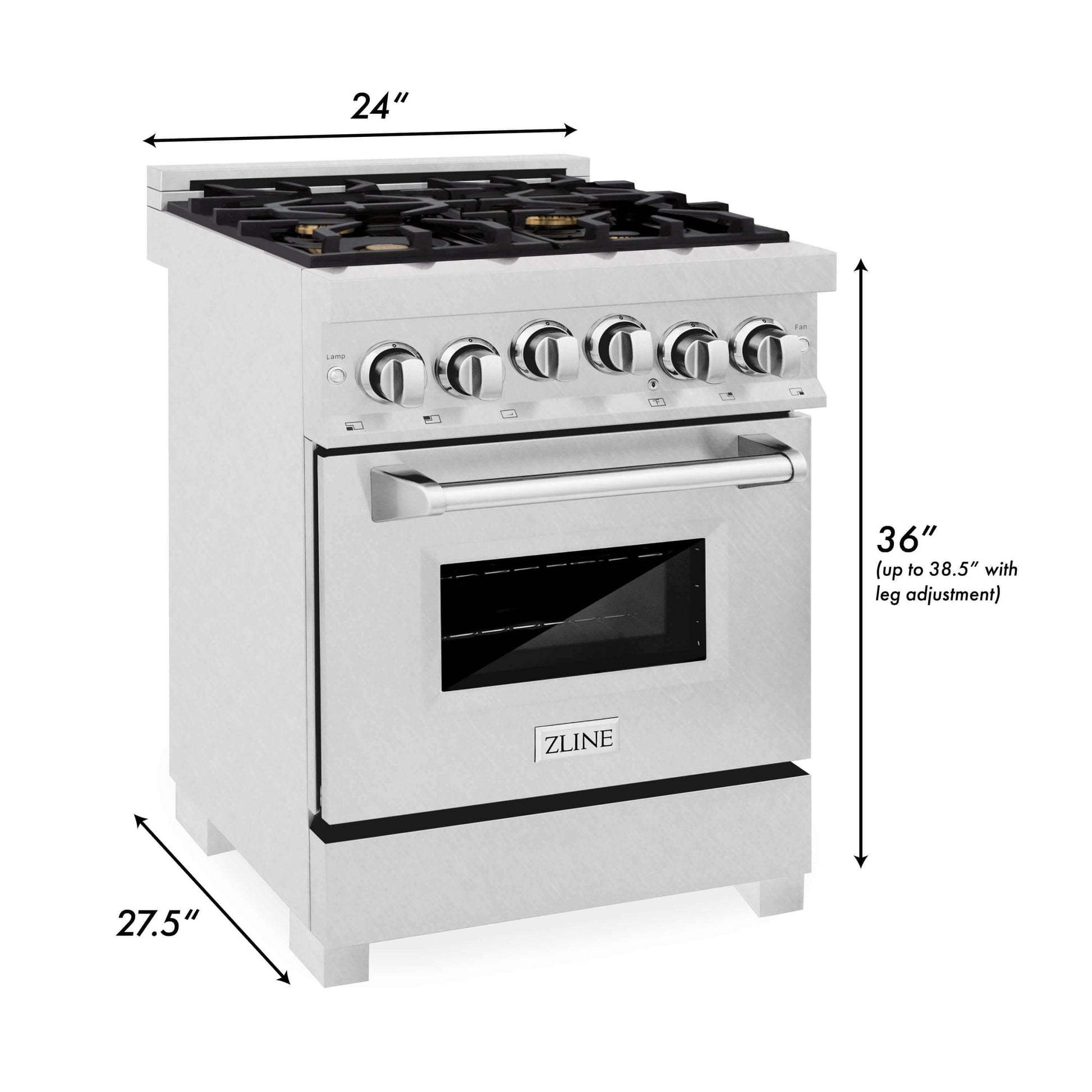 ZLINE 24" Range with Gas Stove and Gas Oven - Fingerprint Resistant Stainless Steel