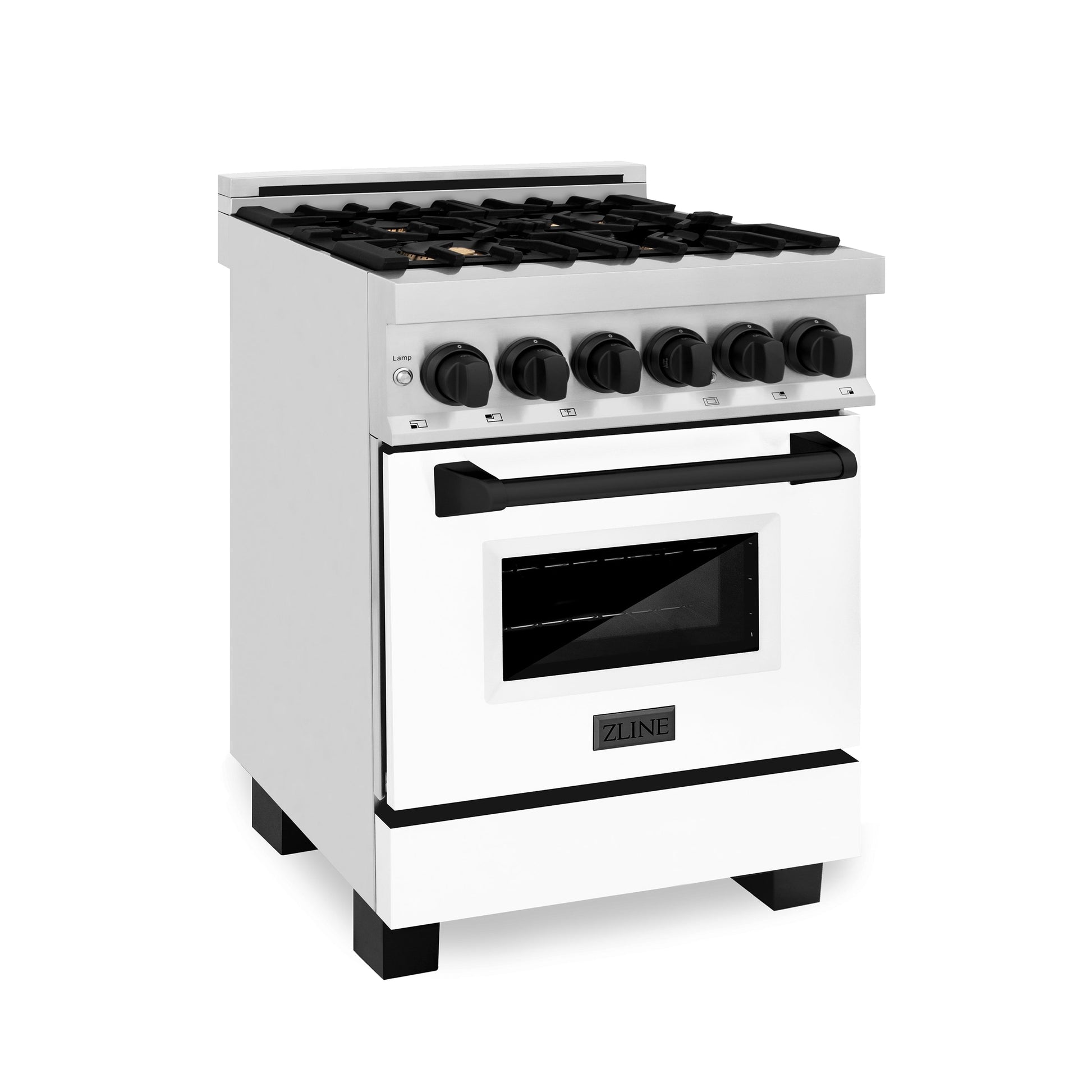 ZLINE Autograph Edition 24" Dual Fuel Range with Gas Stove and Electric Oven - Stainless Steel with Matte White Door and Accents