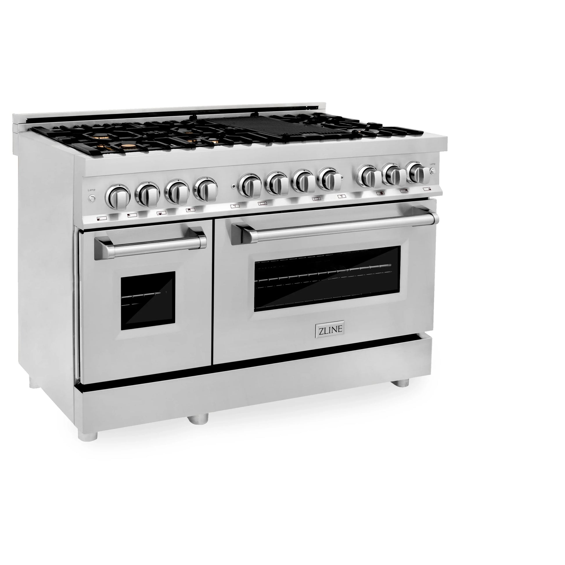 ZLINE 48" Dual Fuel Range - Stainless Steel with Brass Burners, Gas Stove, and Electric Oven