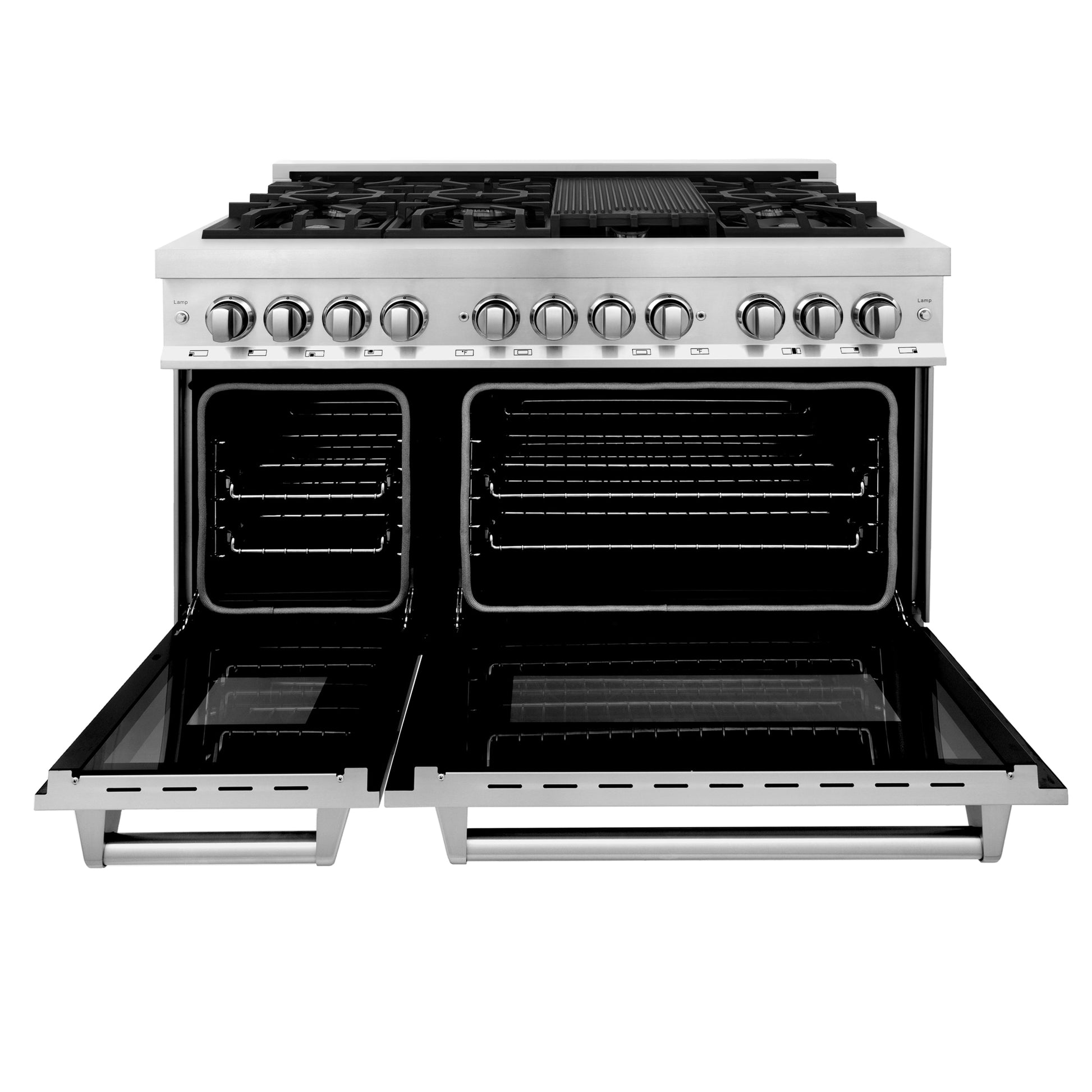 ZLINE 2-Appliance Kitchen Package with 48" Stainless Steel Dual Fuel Range and Convertible Vent Range Hood