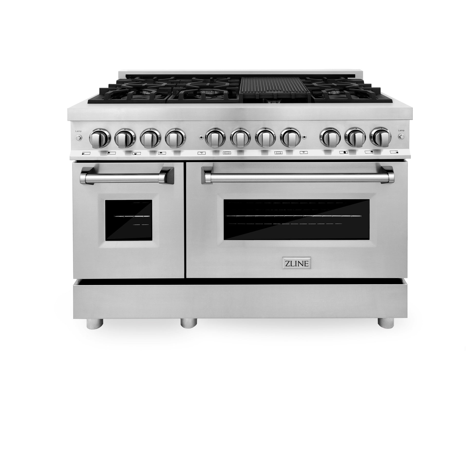 ZLINE 48" Kitchen Package with Dual Fuel Range, Range Hood, Microwave Drawer, and Tall Tub Dishwasher - Stainless Steel