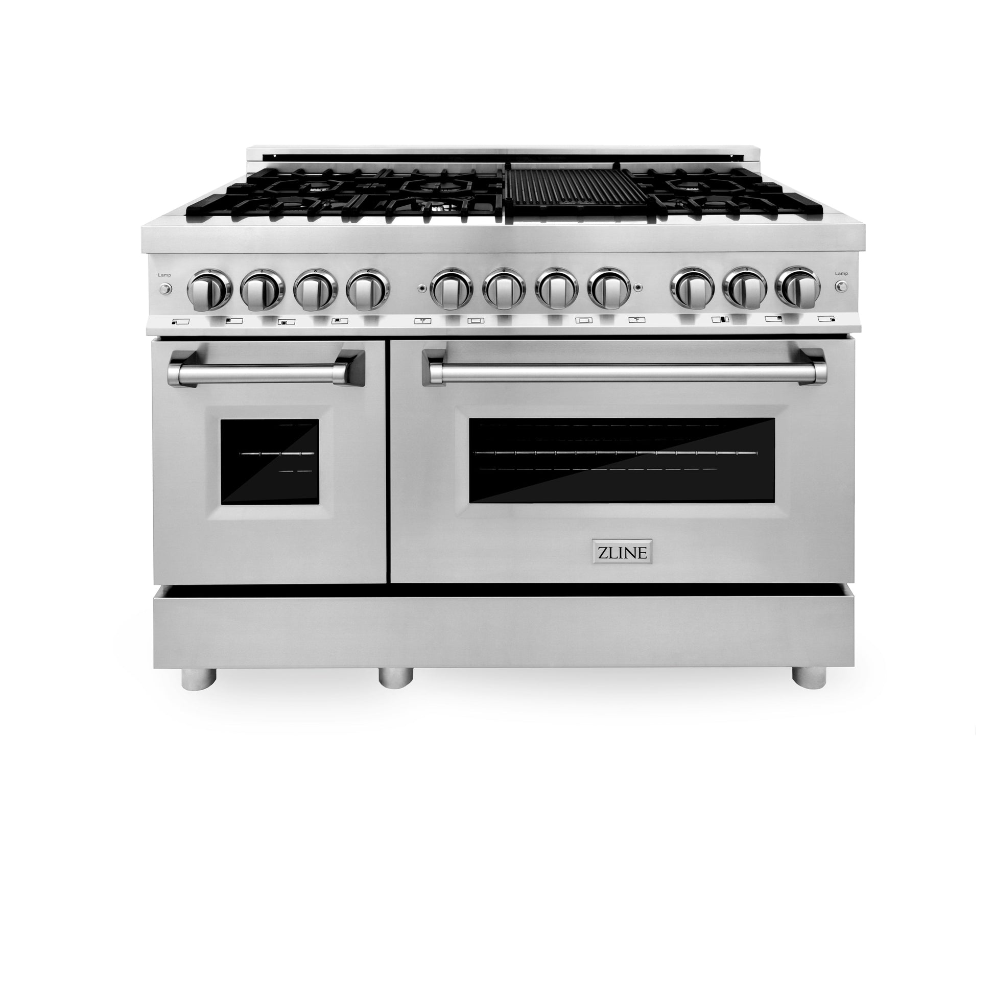 ZLINE 48" Dual Fuel Range with Electric Oven and Gas Cooktop with Griddle - Stainless Steel