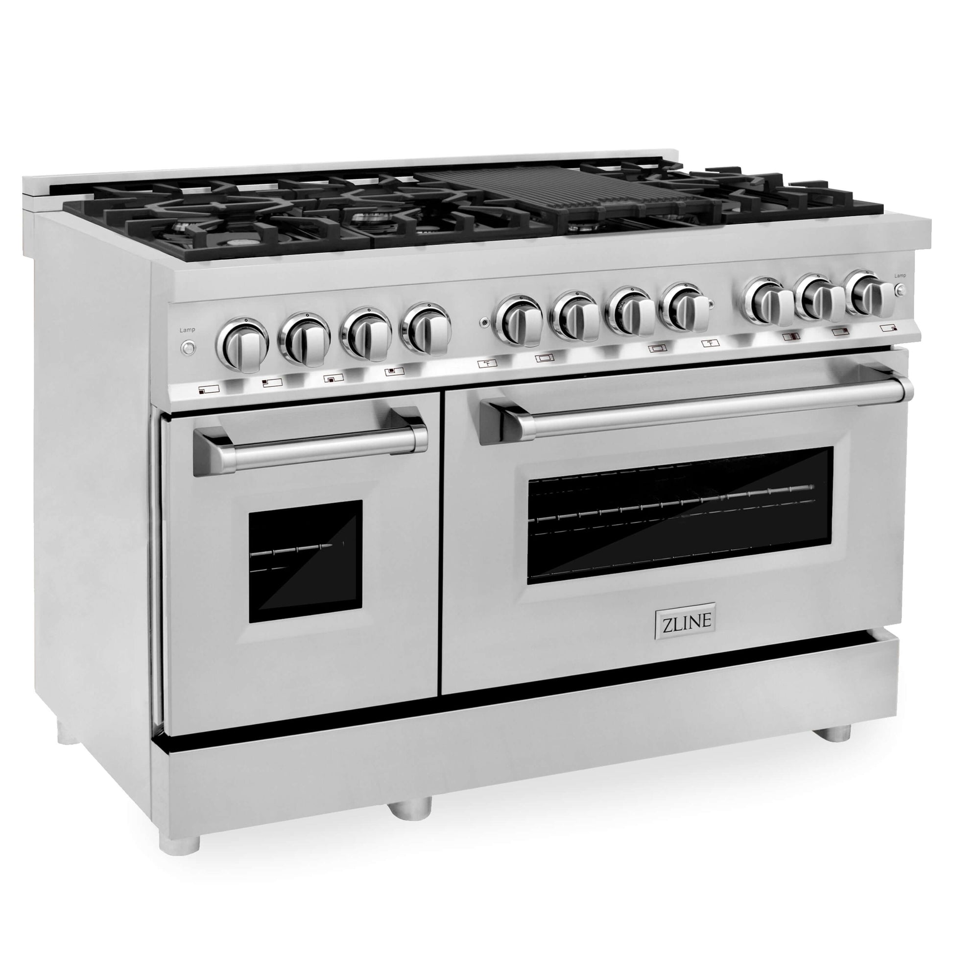 ZLINE 3-Appliance 48" Kitchen Package with Stainless Steel Dual Fuel Range, Convertible Vent Range Hood, and Dishwasher