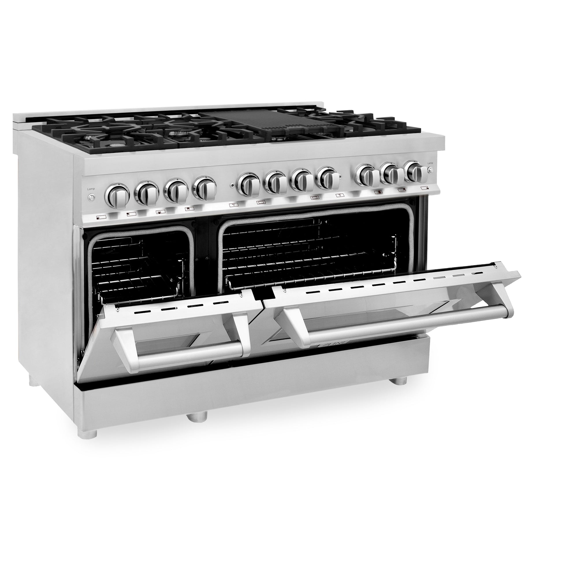 ZLINE 48" Kitchen Package with Dual Fuel Range, Range Hood, Microwave Drawer, and Tall Tub Dishwasher - Stainless Steel