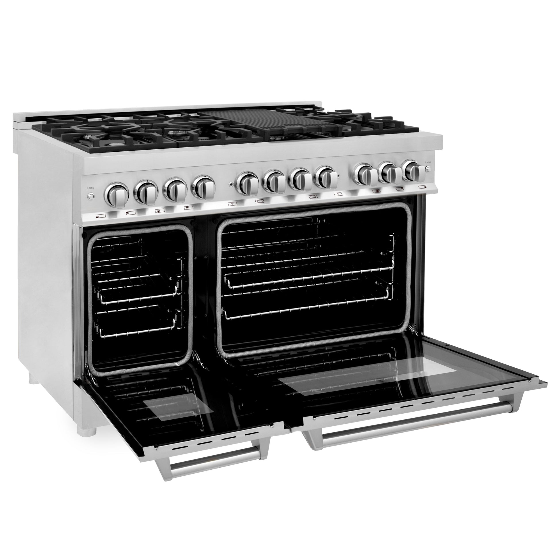 ZLINE 48" Kitchen Package with Dual Fuel Range, Range Hood, Microwave Drawer, and Tall Tub Dishwasher - Stainless Steel