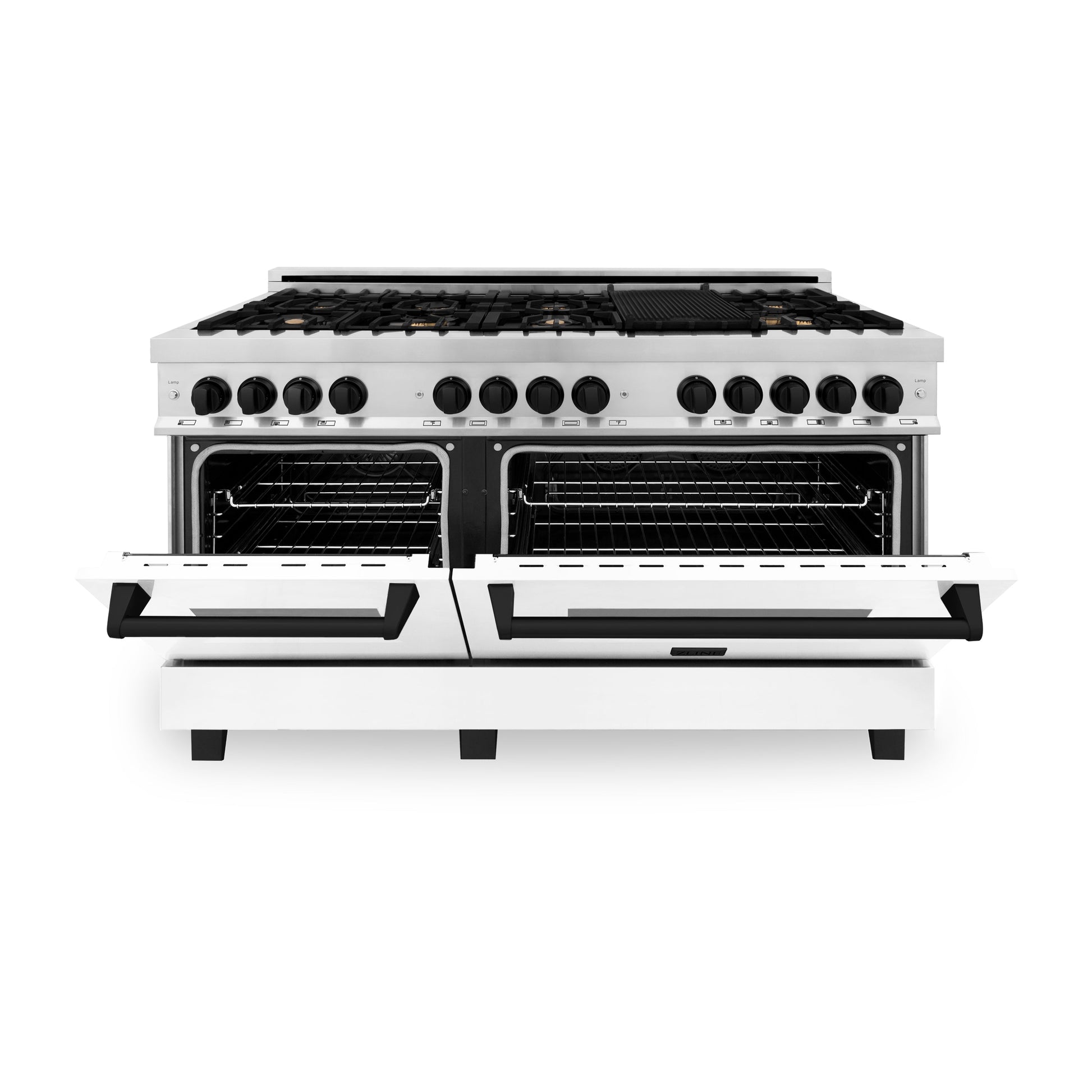 ZLINE Autograph Edition 60" Dual Fuel Range with Gas Stove and Electric Oven - Stainless Steel with Matte White Door and Accents