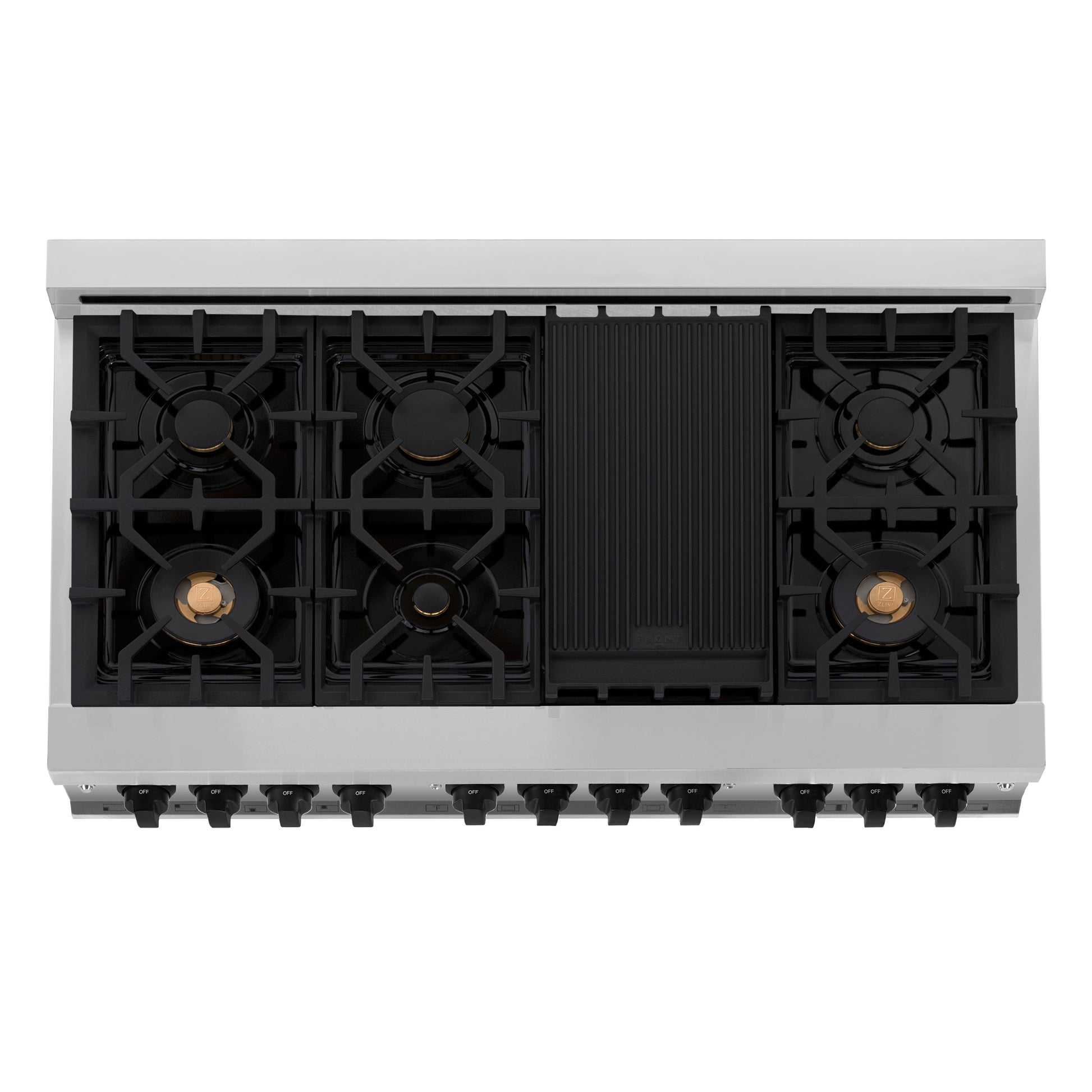 ZLINE 3-Appliance 48" Autograph Edition Kitchen Package with Stainless Steel Dual Fuel Range, Range Hood, and Dishwasher with Matte Black Accents