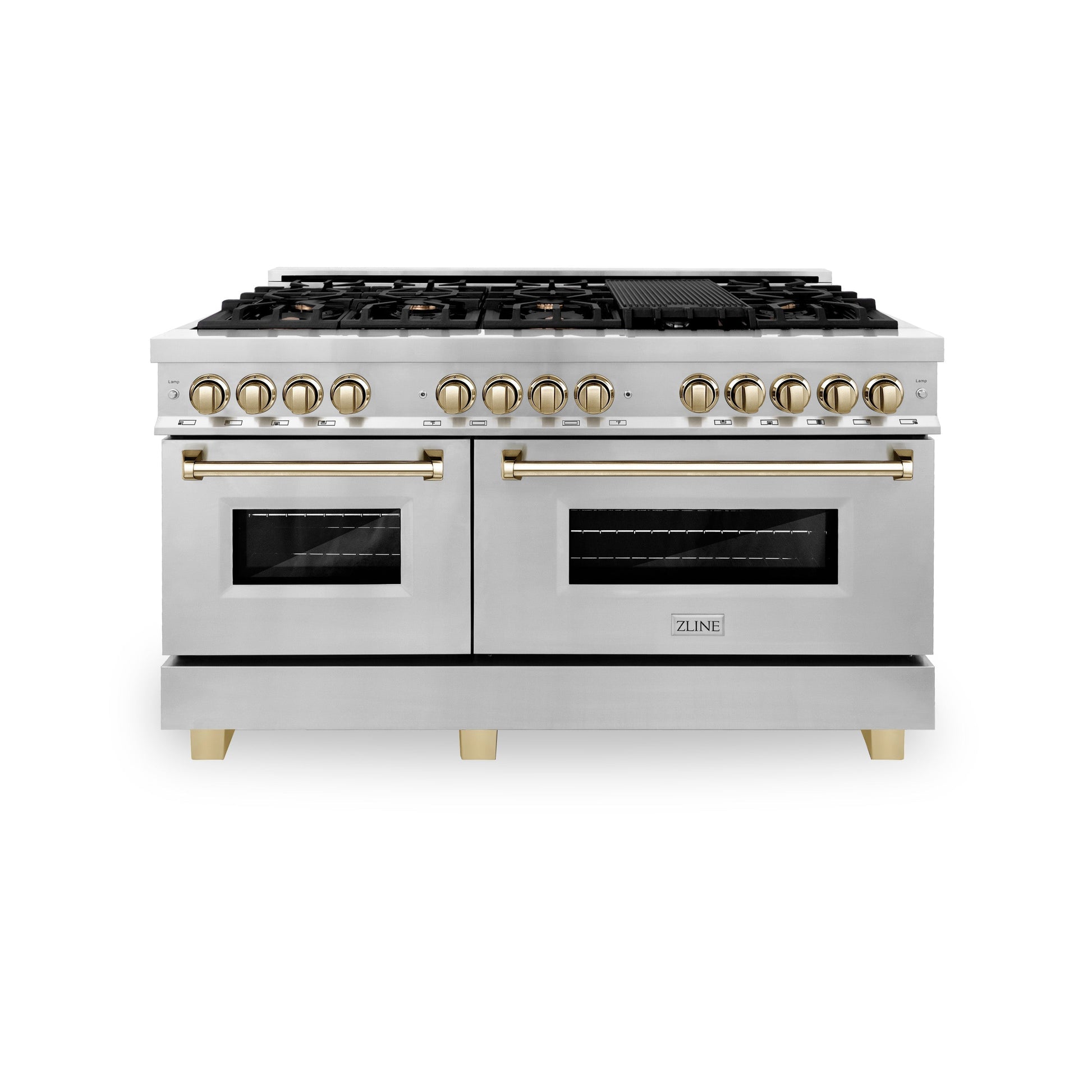 ZLINE Autograph Edition 60" Dual Fuel Range with Gas Stove and Electric Oven - Stainless Steel with Accents