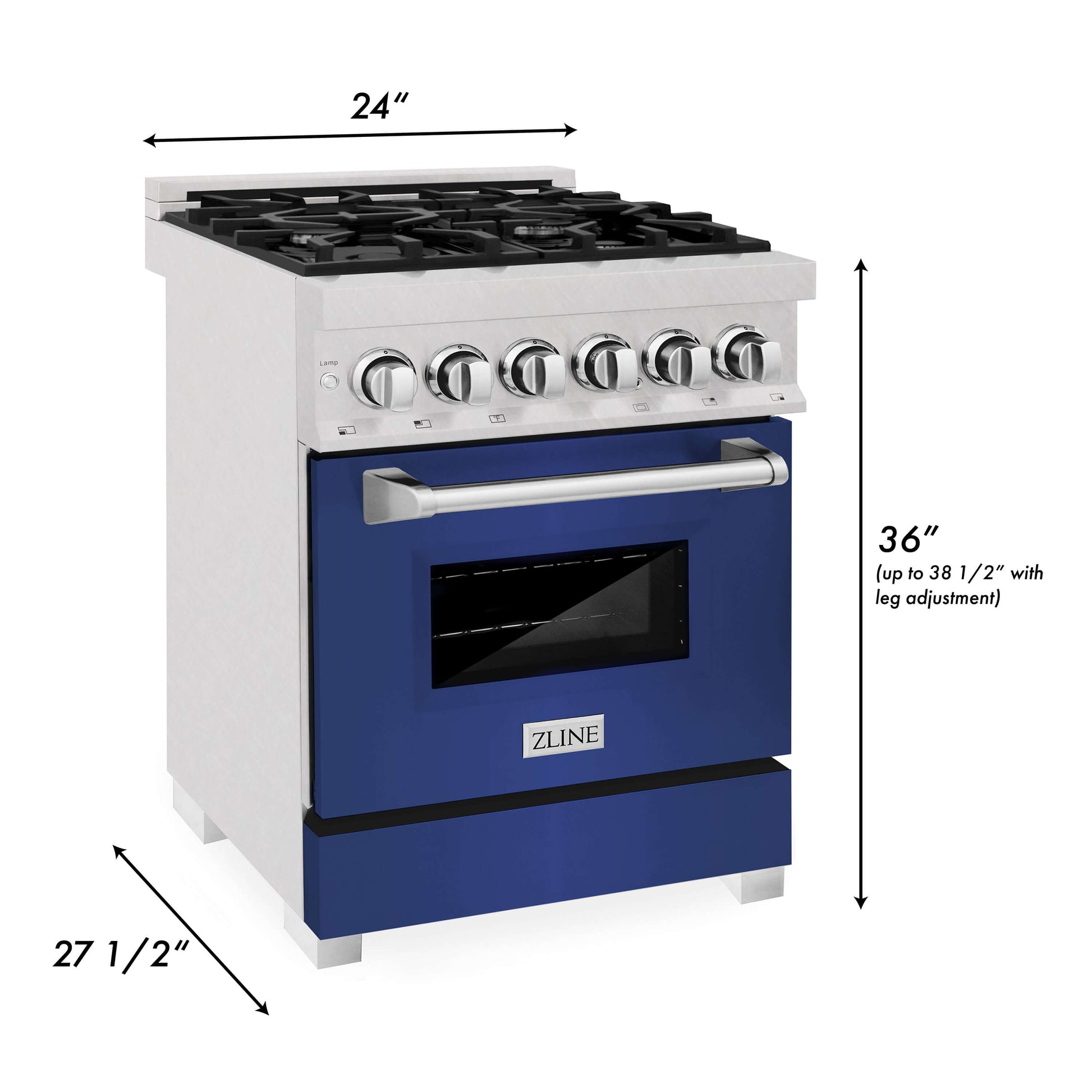 ZLINE 24" Professional Dual Fuel Range - Fingerprint Resistant Stainless Steel with Color Door Options