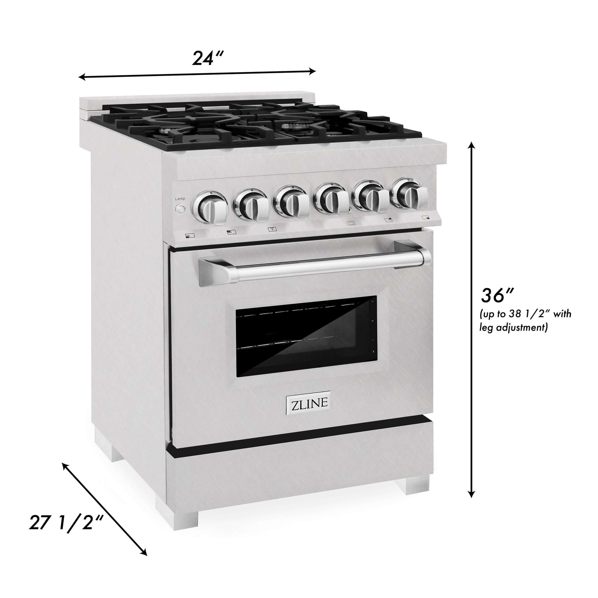 ZLINE 24" Professional Dual Fuel Range - Fingerprint Resistant Stainless Steel with Color Door Options