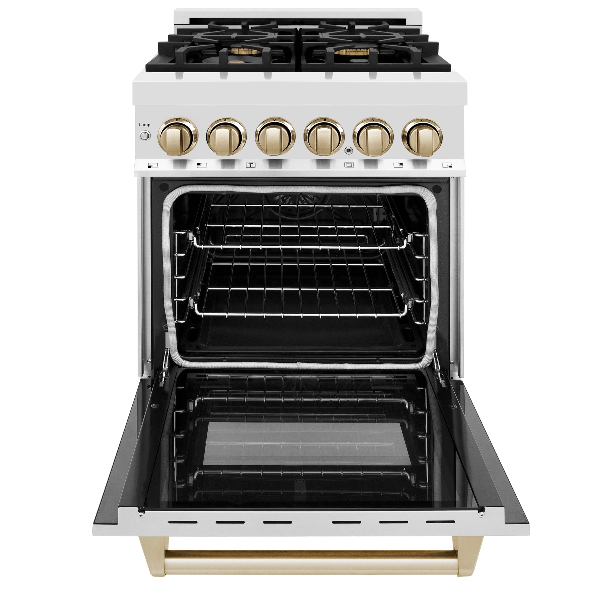 ZLINE Autograph Edition 24" Dual Fuel Range with Gas Stove and Electric Oven - Stainless Steel with Accents