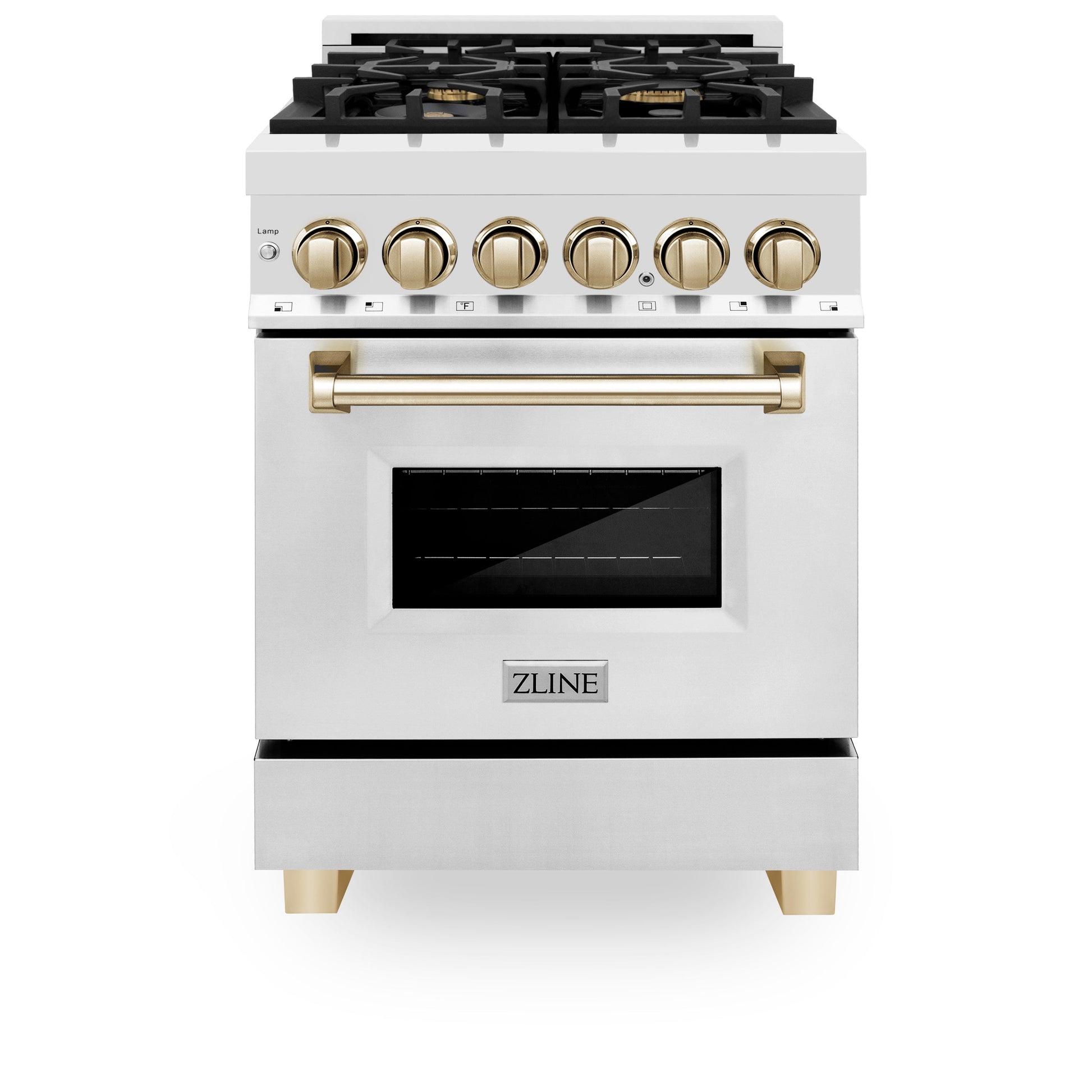 ZLINE Autograph Edition 24" Dual Fuel Range with Gas Stove and Electric Oven - Stainless Steel with Accents