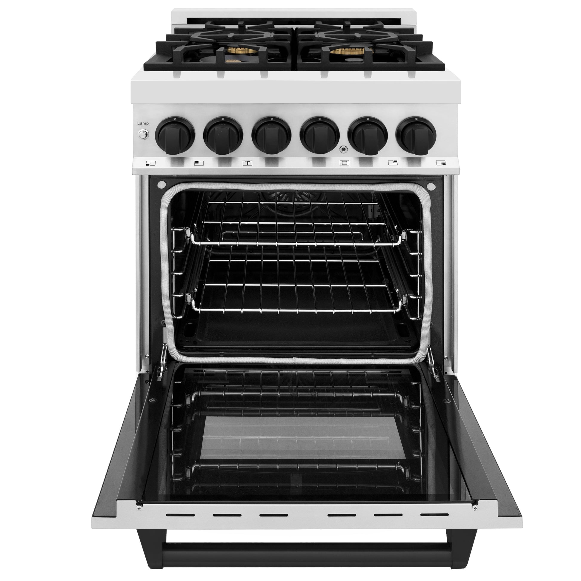 ZLINE Autograph Edition 24" Dual Fuel Range with Gas Stove and Electric Oven - Stainless Steel with Accents