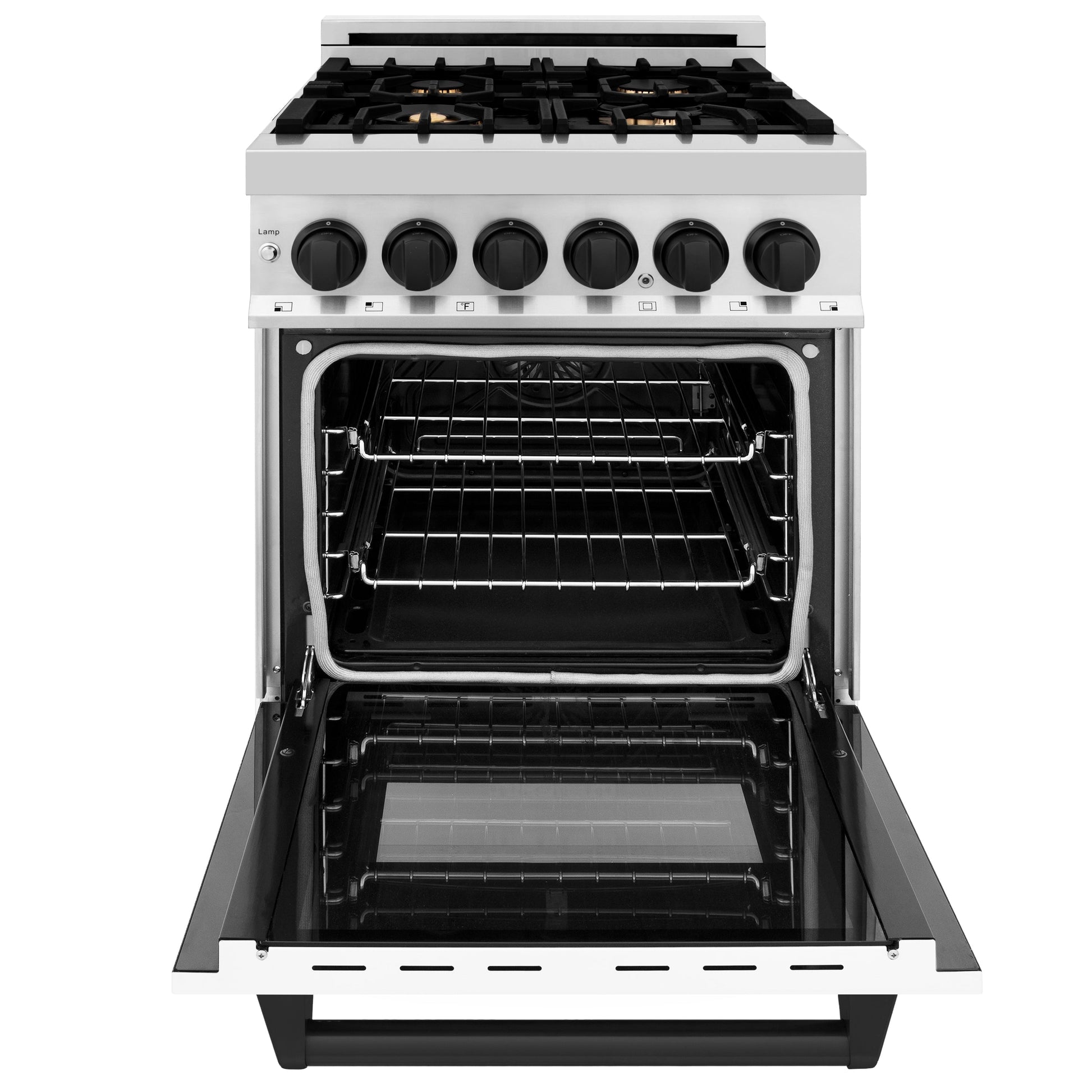 ZLINE Autograph Edition 24" Dual Fuel Range with Gas Stove and Electric Oven - Stainless Steel with Matte White Door and Accents