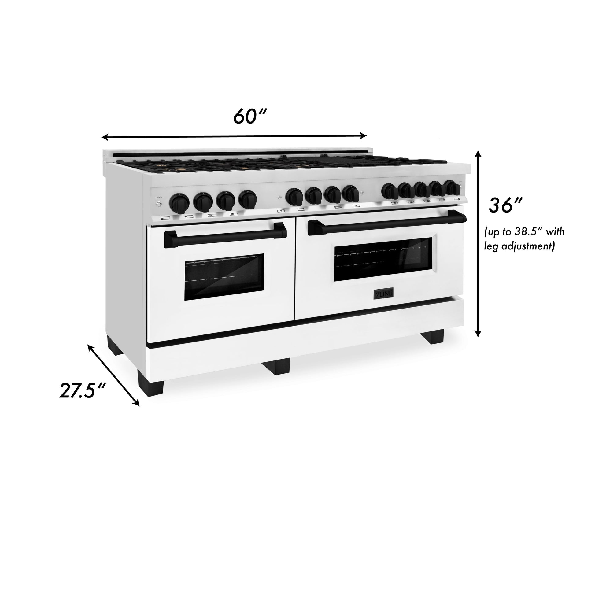 ZLINE Autograph Edition 60" Dual Fuel Range with Gas Stove and Electric Oven - Stainless Steel with Matte White Door and Accents