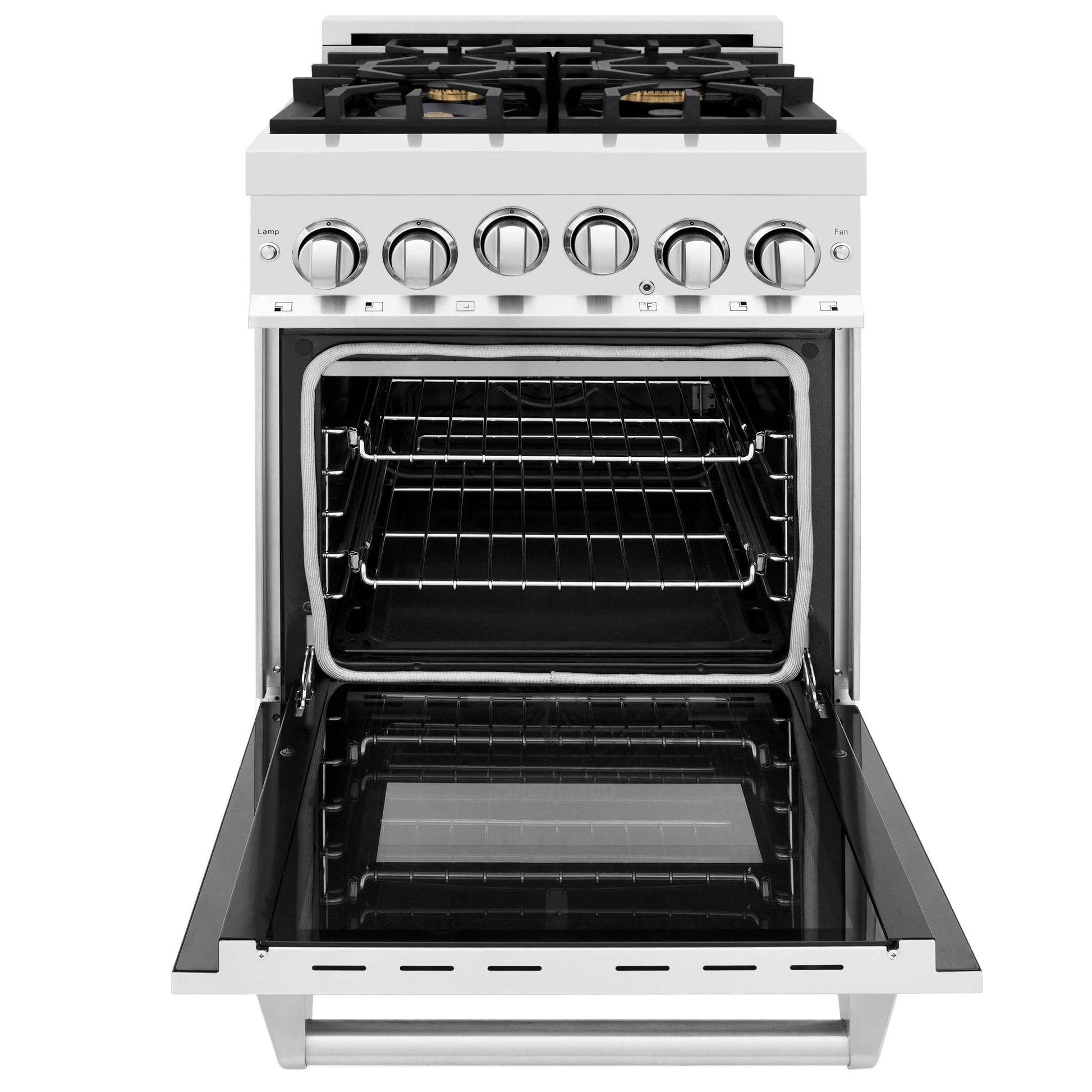 ZLINE 24" Gas Oven and Cooktop Range with Griddle - Stainless Steel with Brass Burners