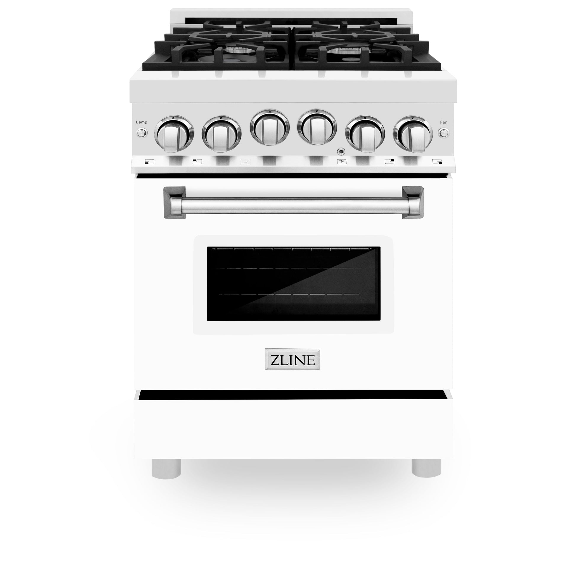 ZLINE 24" Gas Oven and Cooktop Range with Griddle - Stainless Steel with Matte White Door