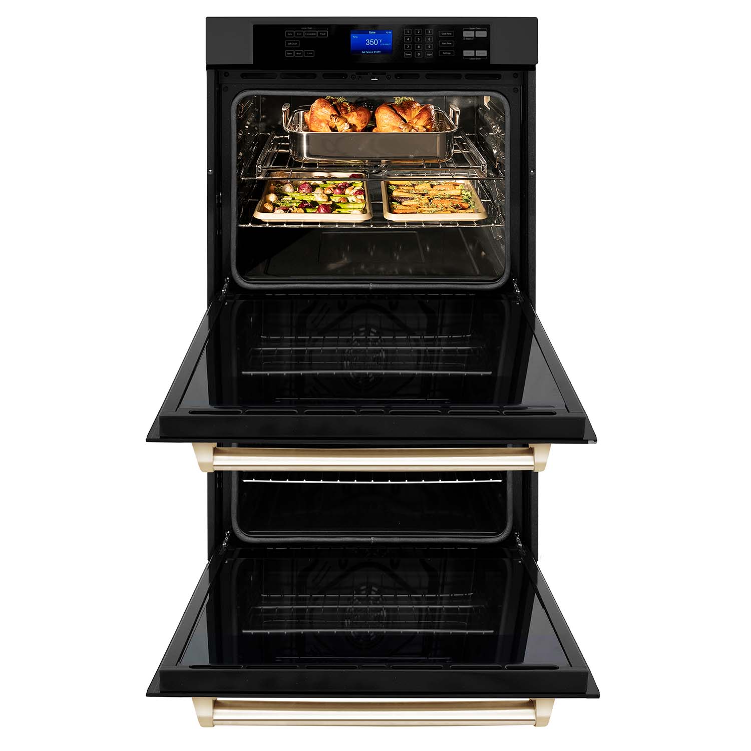 ZLINE 30" Autograph Edition Electric Double Wall Oven - Black Stainless Steel with Accents, Self Clean, True Convection