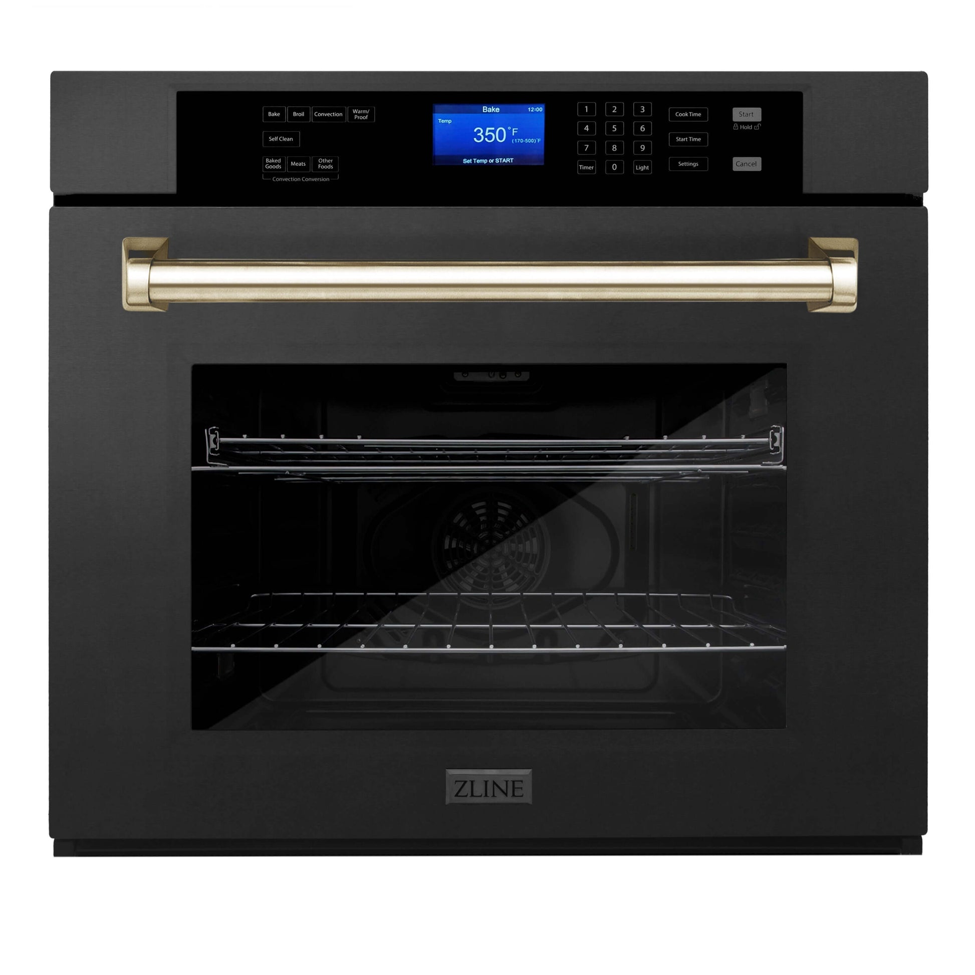 ZLINE 30" Autograph Edition Single Wall Oven - Black Stainless Steel with Accents, Self Clean, True Convection