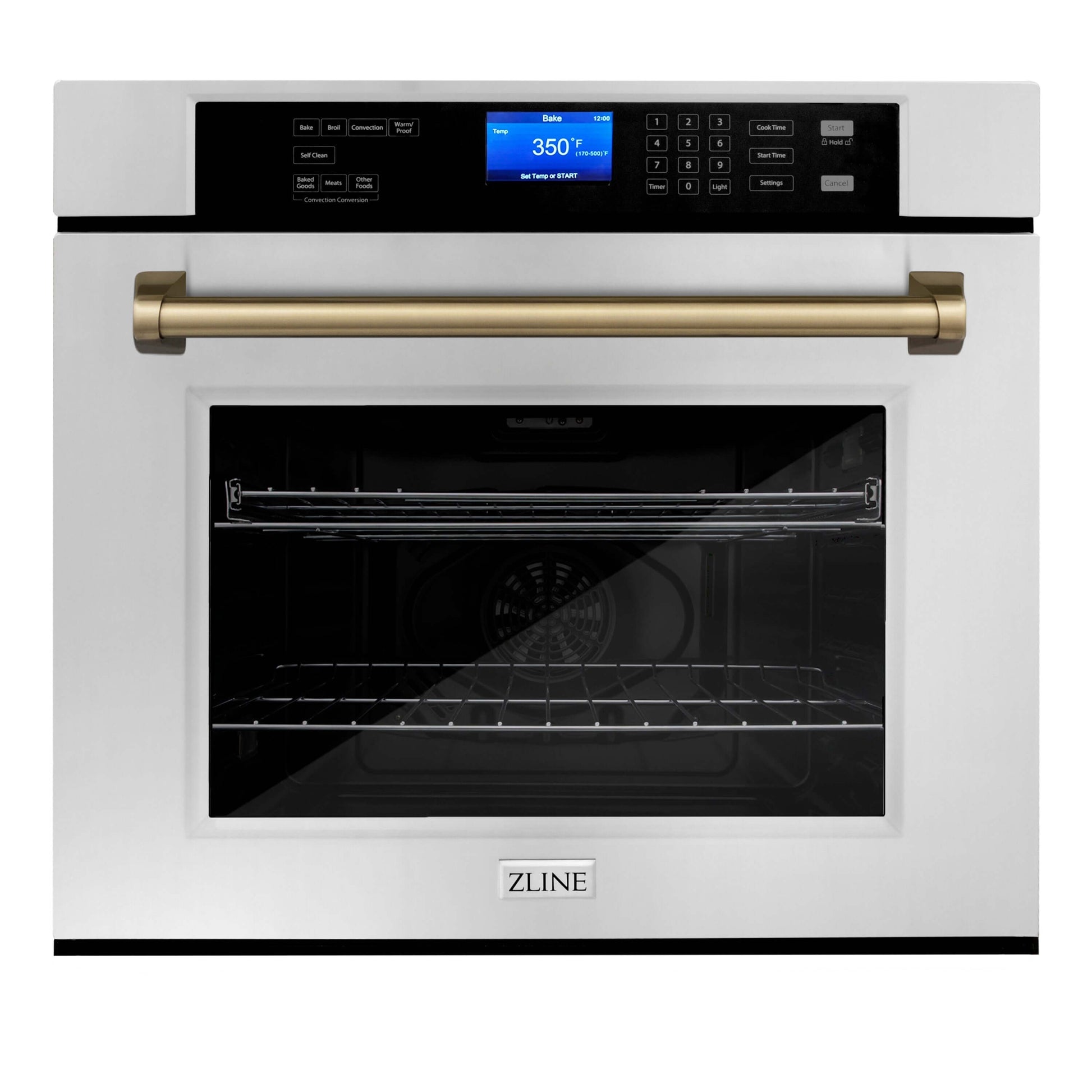 ZLINE Autograph Edition 30 inch Electric Wall Oven - True Convection, Self-Clean, Stainless Steel with Accents