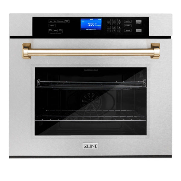 ZLINE 30" Autograph Edition Electric Single Wall Oven - Fingerprint Resistant Stainless Steel with Accents, Self Clean, True Convection