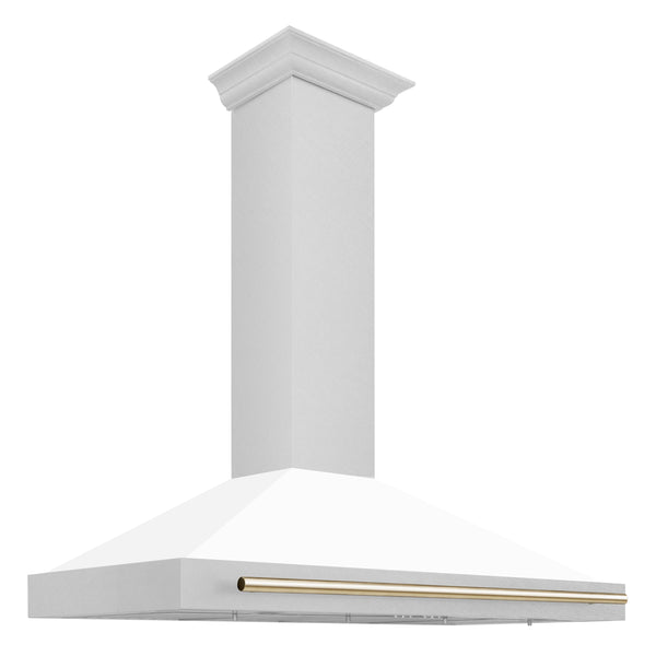 ZLINE 48" Autograph Edition Range Hood - DuraSnow Stainless Steel with Matte White Shell and Accented Handles