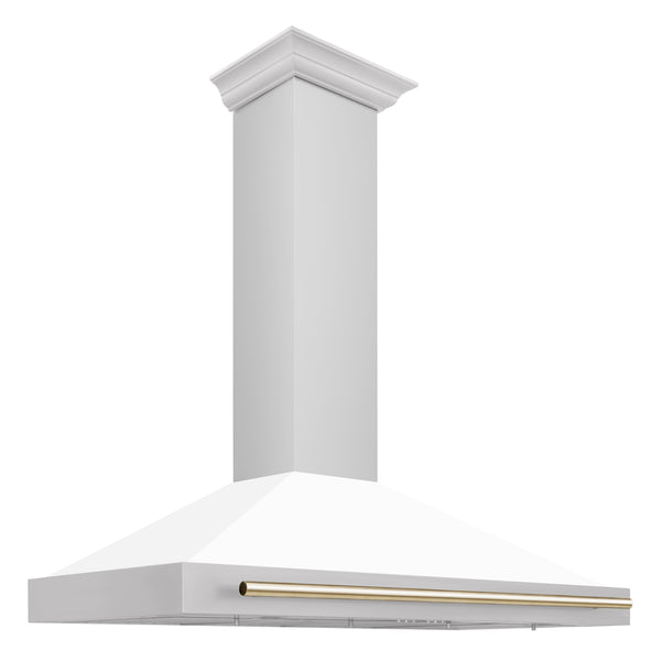 ZLINE 48" Autograph Edition Range Hood - White Matte Stainless Steel Shell and Accents