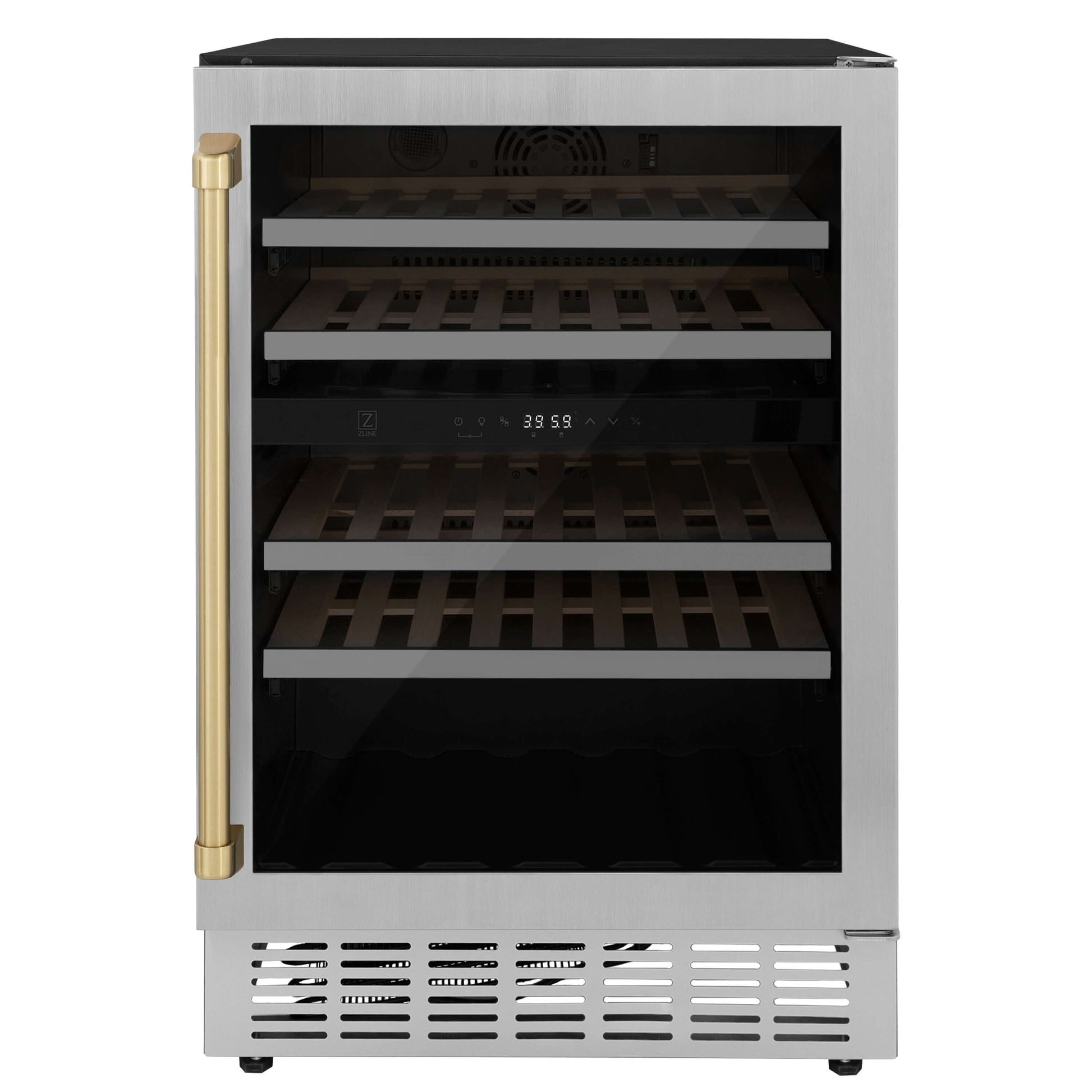 ZLINE 24" Monument Autograph Edition Dual Zone 44-Bottle Wine Cooler - Stainless Steel with Accents
