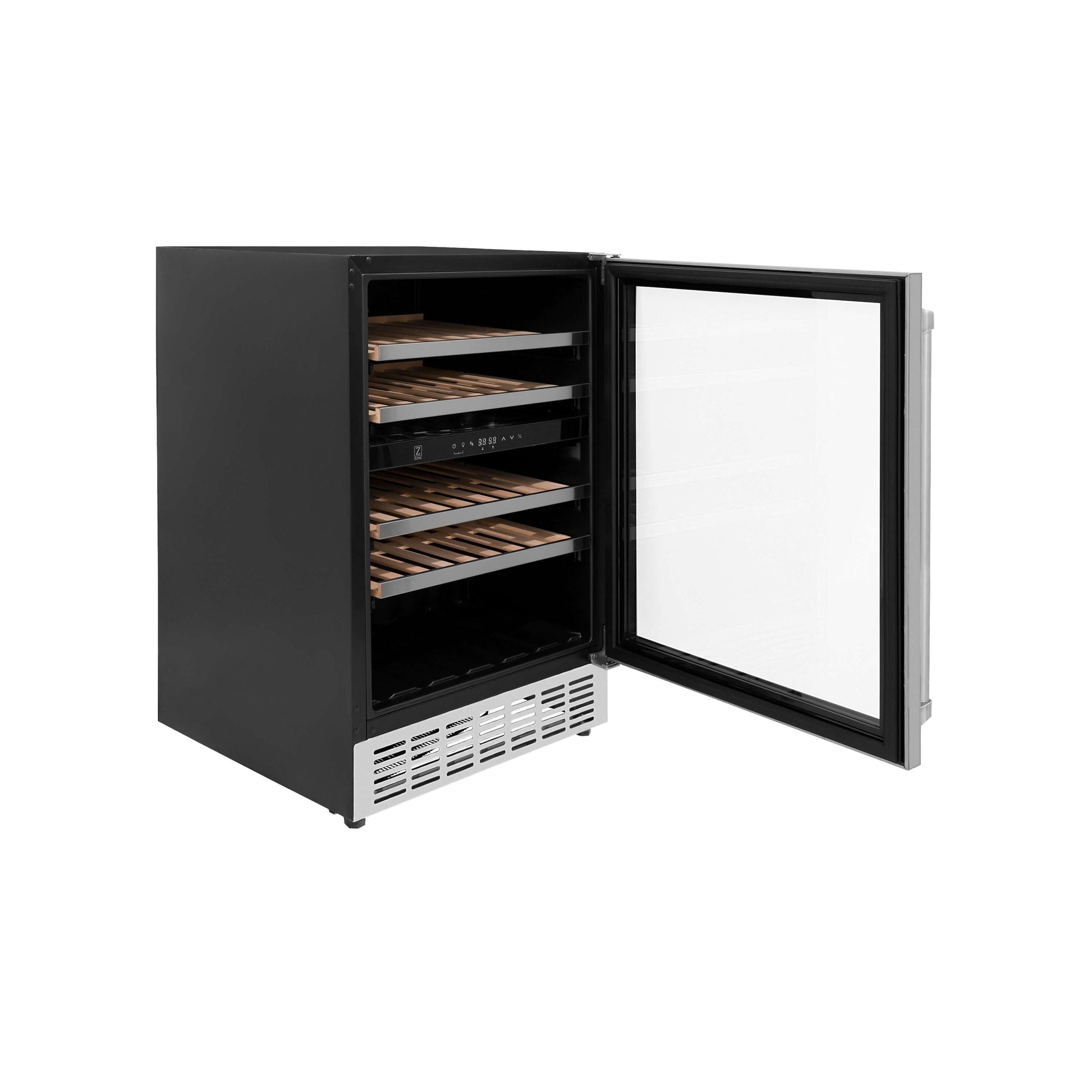 ZLINE 24" Monument Dual Zone 44 Bottle Wine Cooler - Stainless Steel with Wood Shelf
