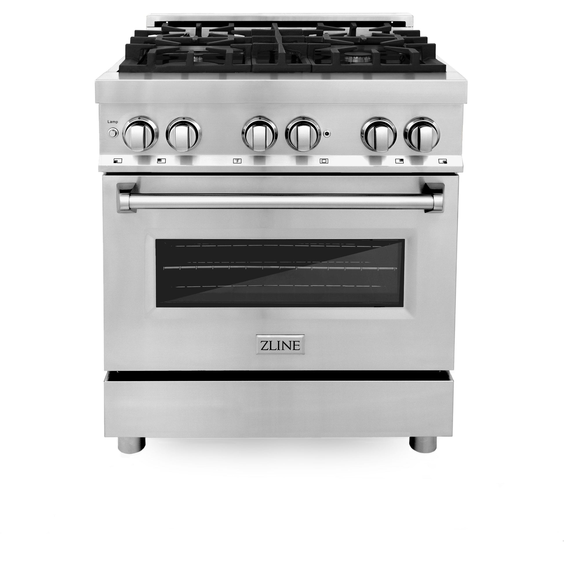 ZLINE 2-Appliance Kitchen Package with 30" Stainless Steel Dual Fuel Range and Over the Range Microwave with Traditional Handle