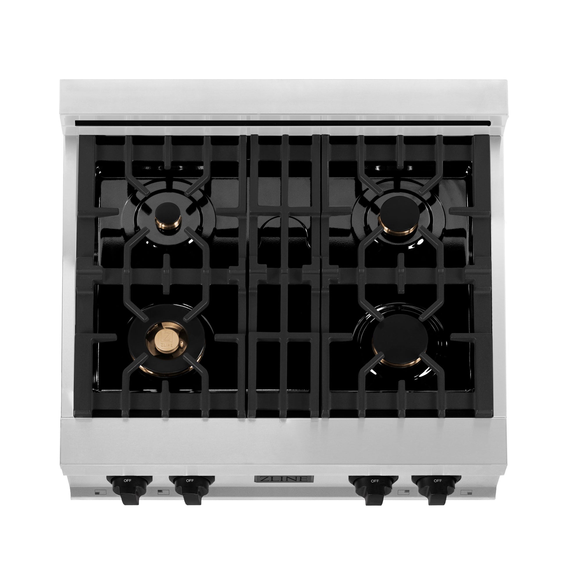 ZLINE Autograph Edition 30" Porcelain 4 Gas Burners Rangetop - Stainless Steel with Accents
