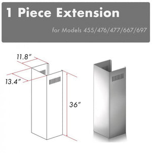 ZLINE 1-36 in. Chimney Extension for 9 ft. to 10 ft. Ceilings