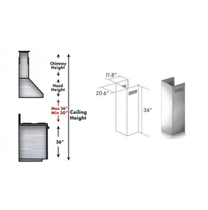 ZLINE 1-36 in. Chimney Extension for 9 ft. to 10 ft. Ceilings