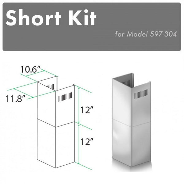 ZLINE 2-12 in. Short Chimney Pieces for 7.7 ft. to 8 ft. Ceilings