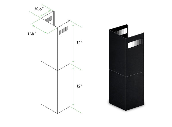 ZLINE 2-12 in. Short Chimney Pieces for 7 ft. to 8 ft. Ceilings