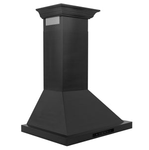 ZLINE Convertible Vent Wall Mount Range Hood - Black Stainless Steel with Crown Molding
