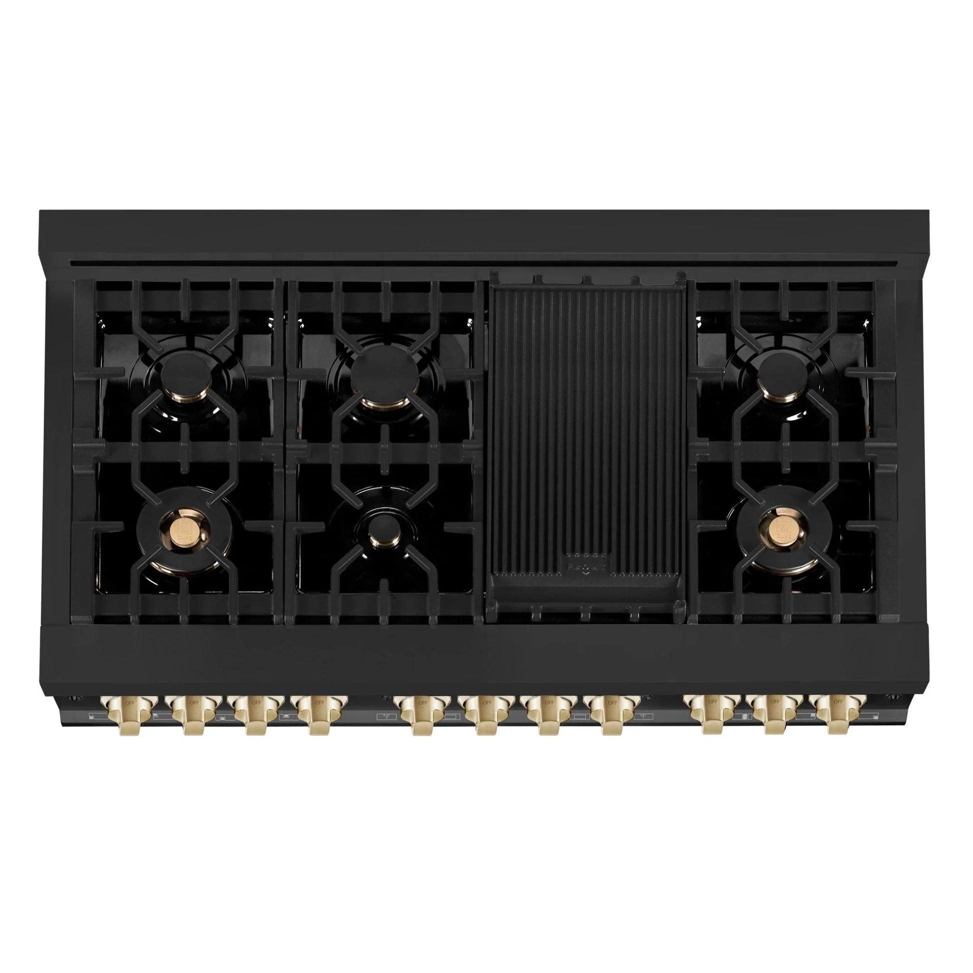 ZLINE Autograph Edition 48" Dual Fuel Range with Gas Stove and Electric Oven - Black Stainless Steel with Gold Accents