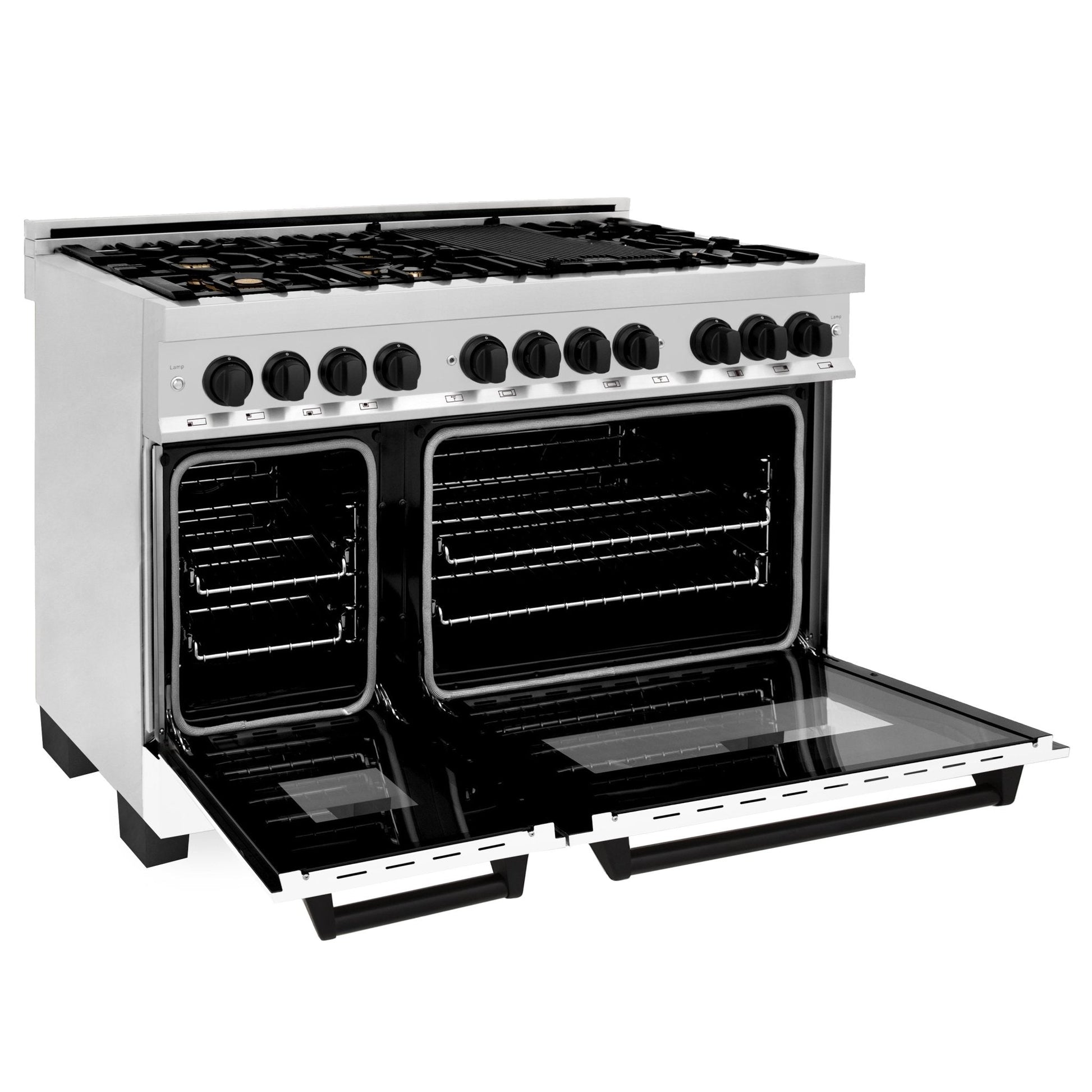 ZLINE Autograph Edition 48" Dual Fuel Range with Gas Stove and Electric Oven - Stainless Steel with Matte White Door and Accents