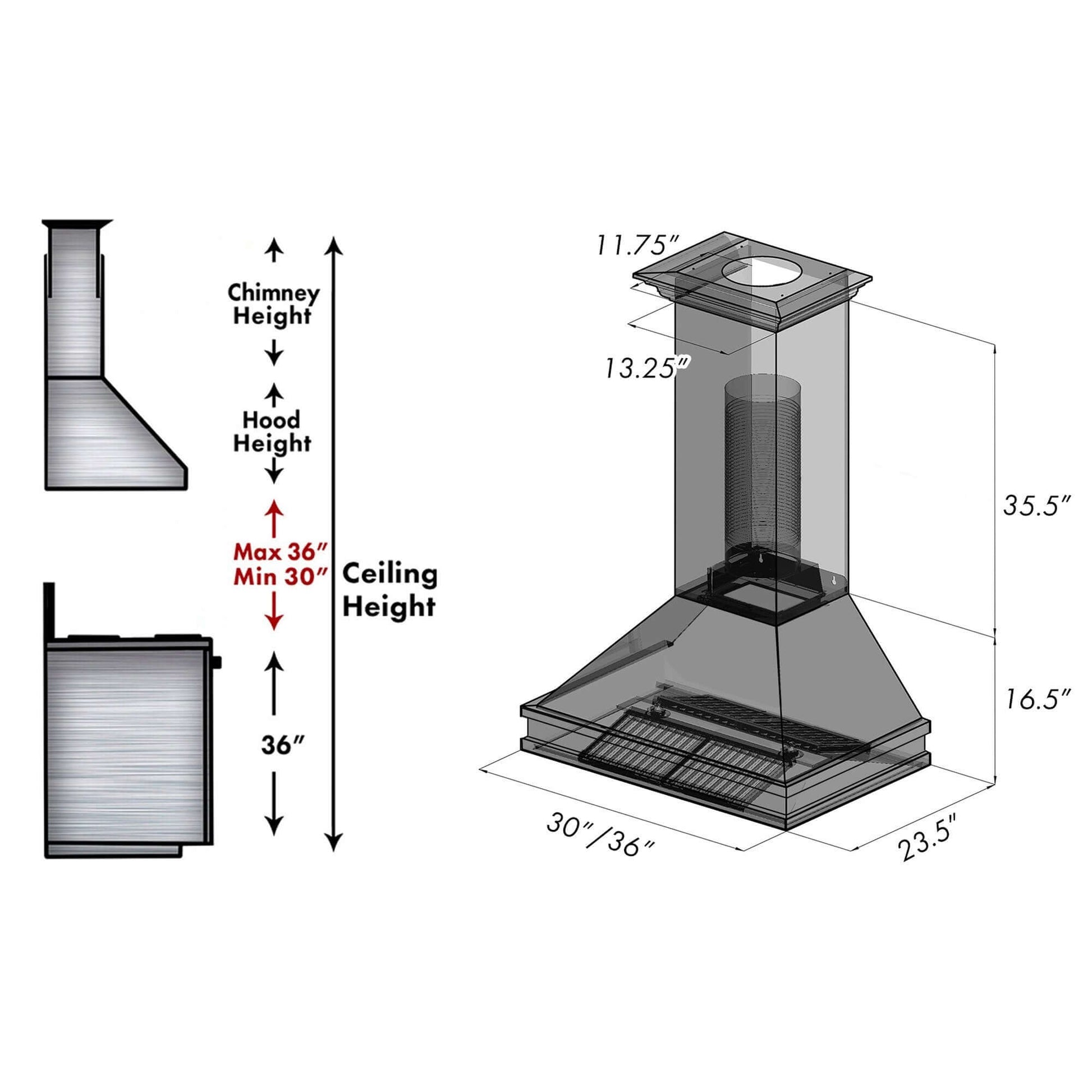 ZLINE Designer Series Wall Mount Range Hood - DuraSnow Stainless