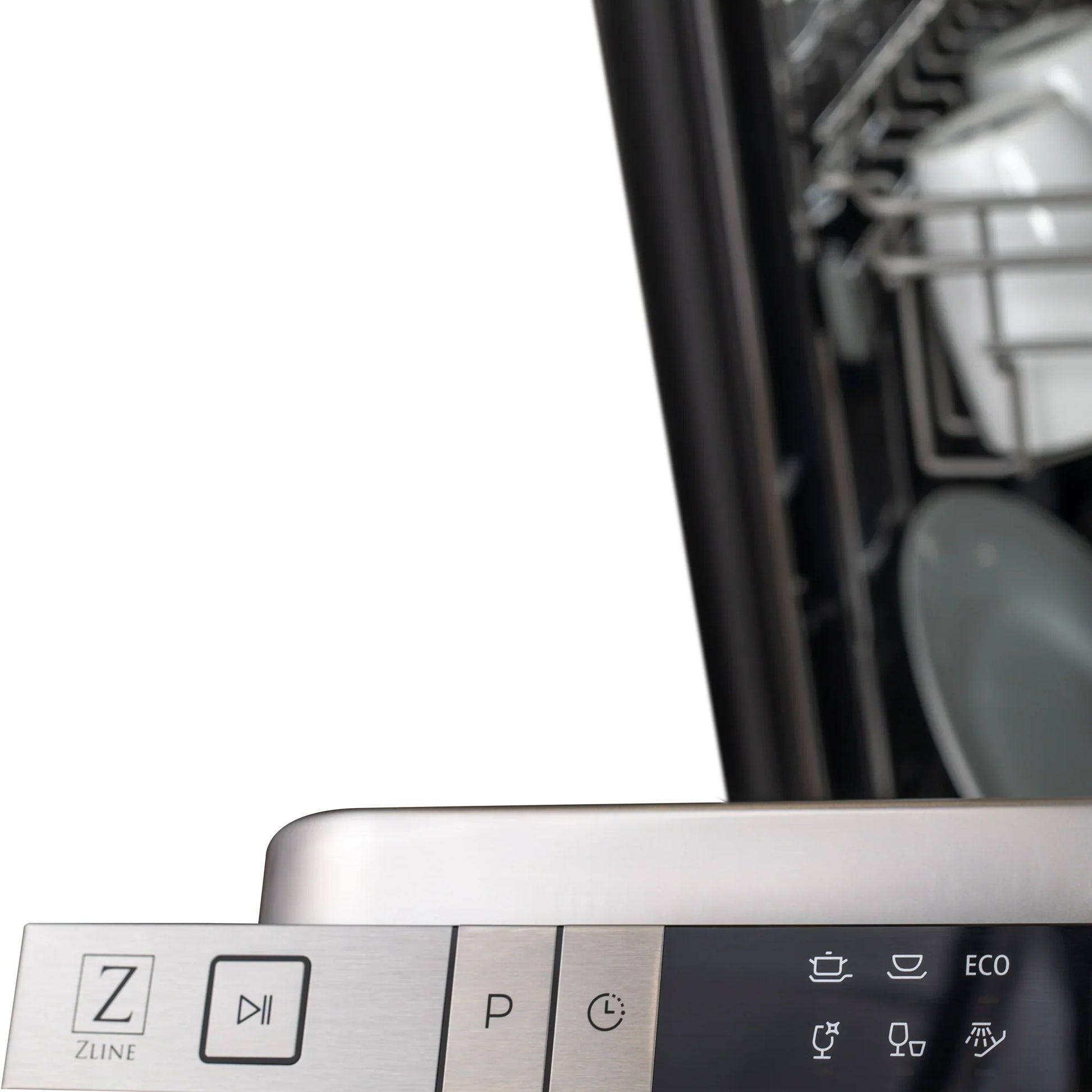 ZLINE 18" Compact Top Control Dishwasher - Matte Black Panel, Traditional Handle