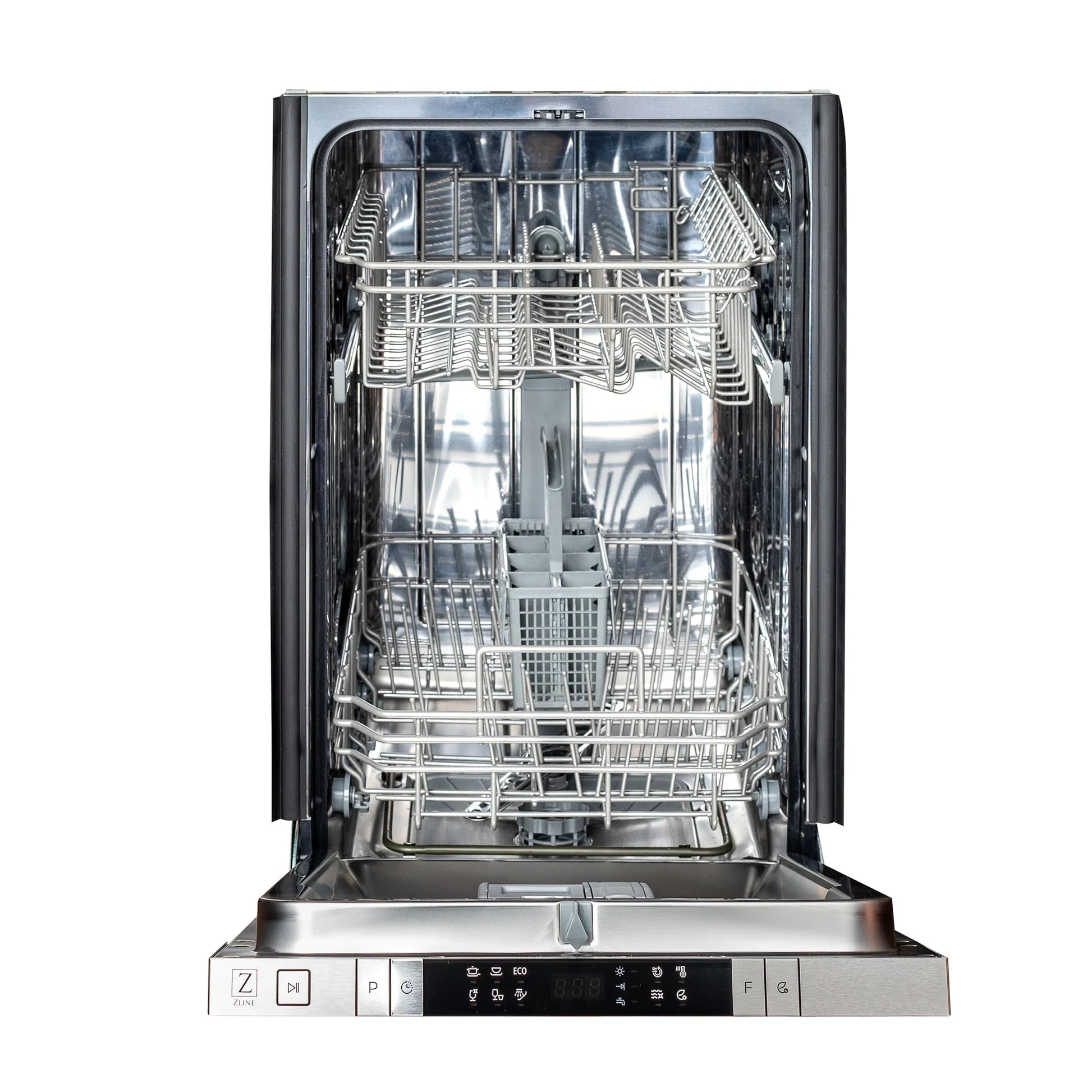 ZLINE 18" Compact Top Control Dishwasher - Matte Black Panel, Traditional Handle