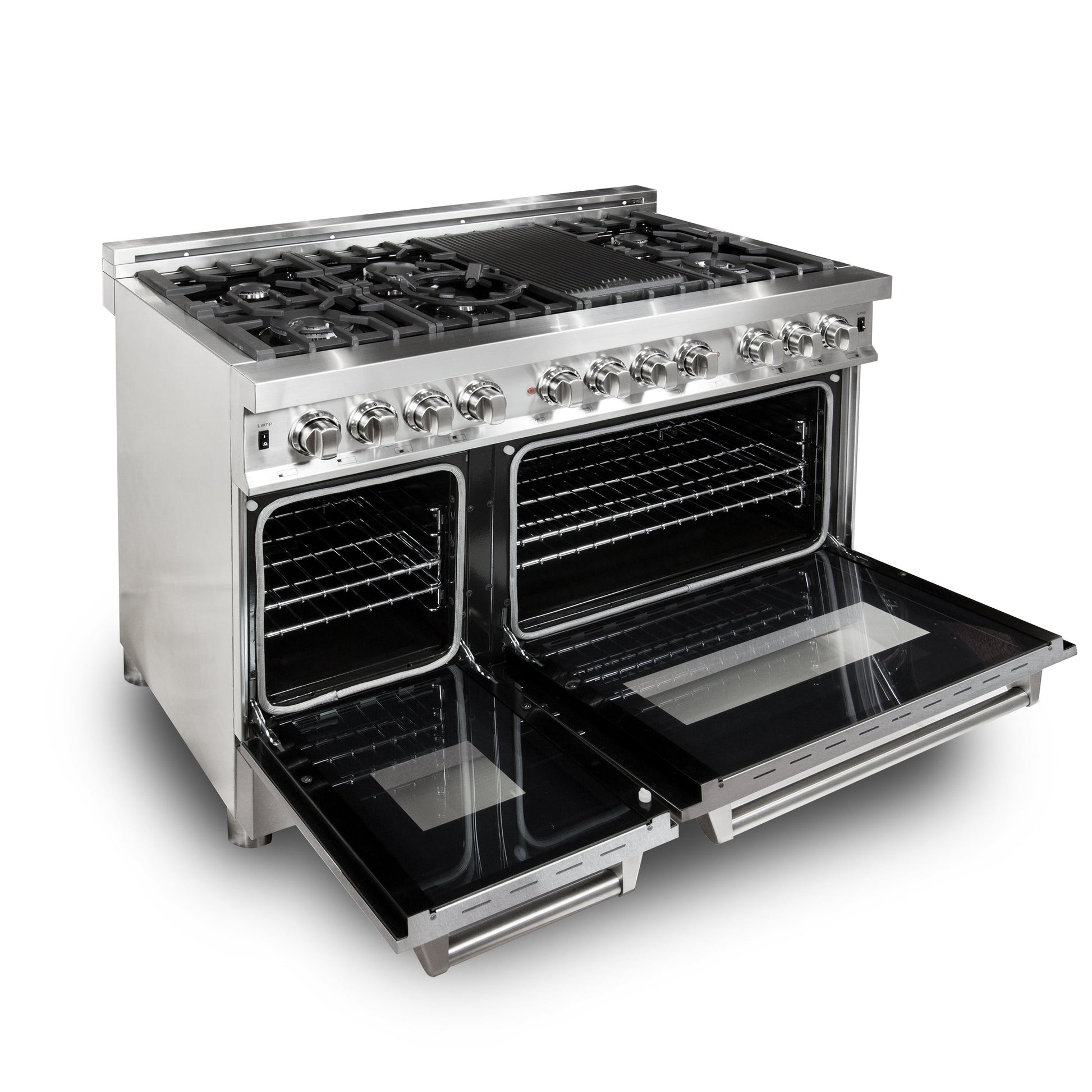 ZLINE 2-Appliance 48" Kitchen Package with Stainless Steel Dual Fuel Range with DuraSnow Door and Convertible Vent Range Hood