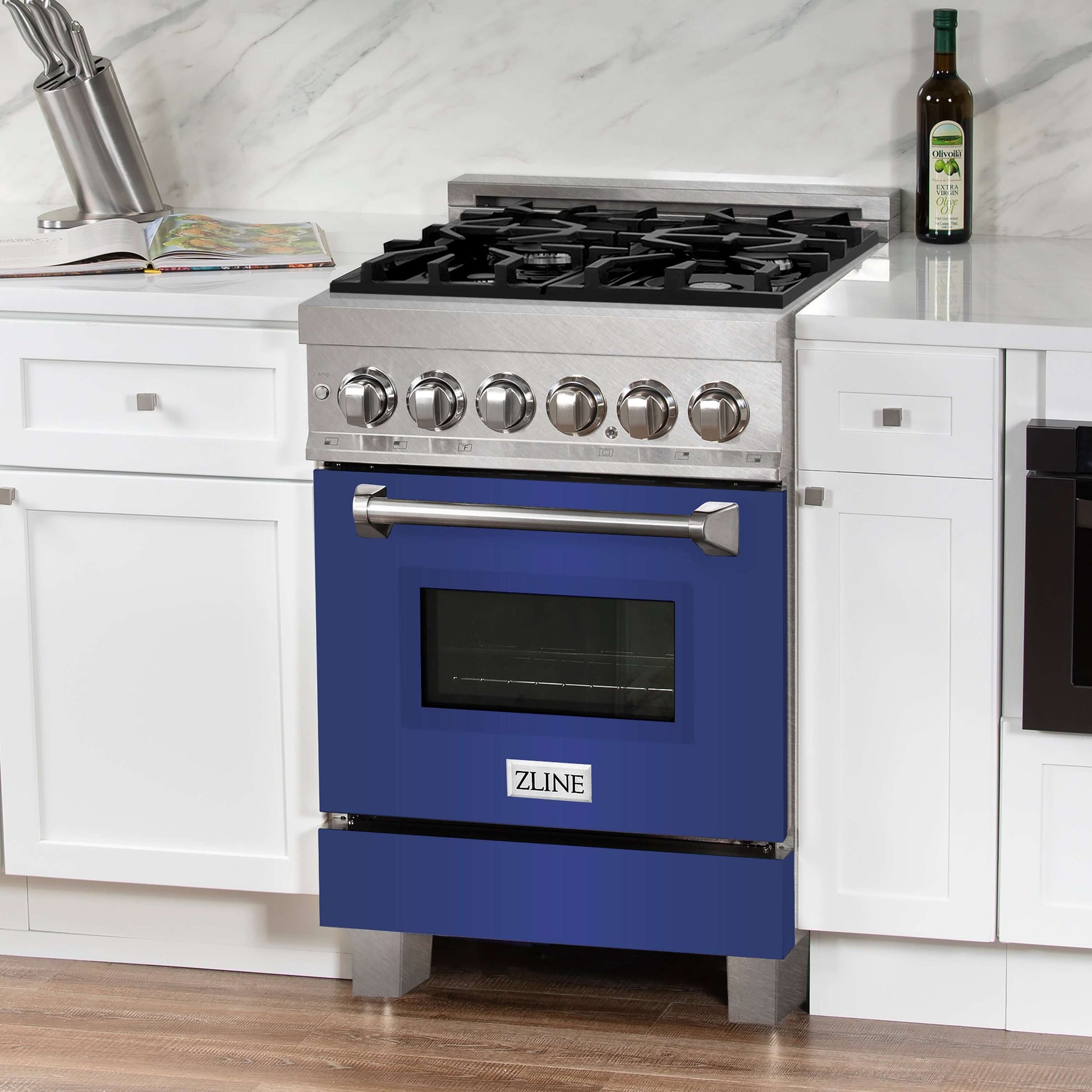 ZLINE 24" Professional Dual Fuel Range - Fingerprint Resistant Stainless Steel with Color Door Options