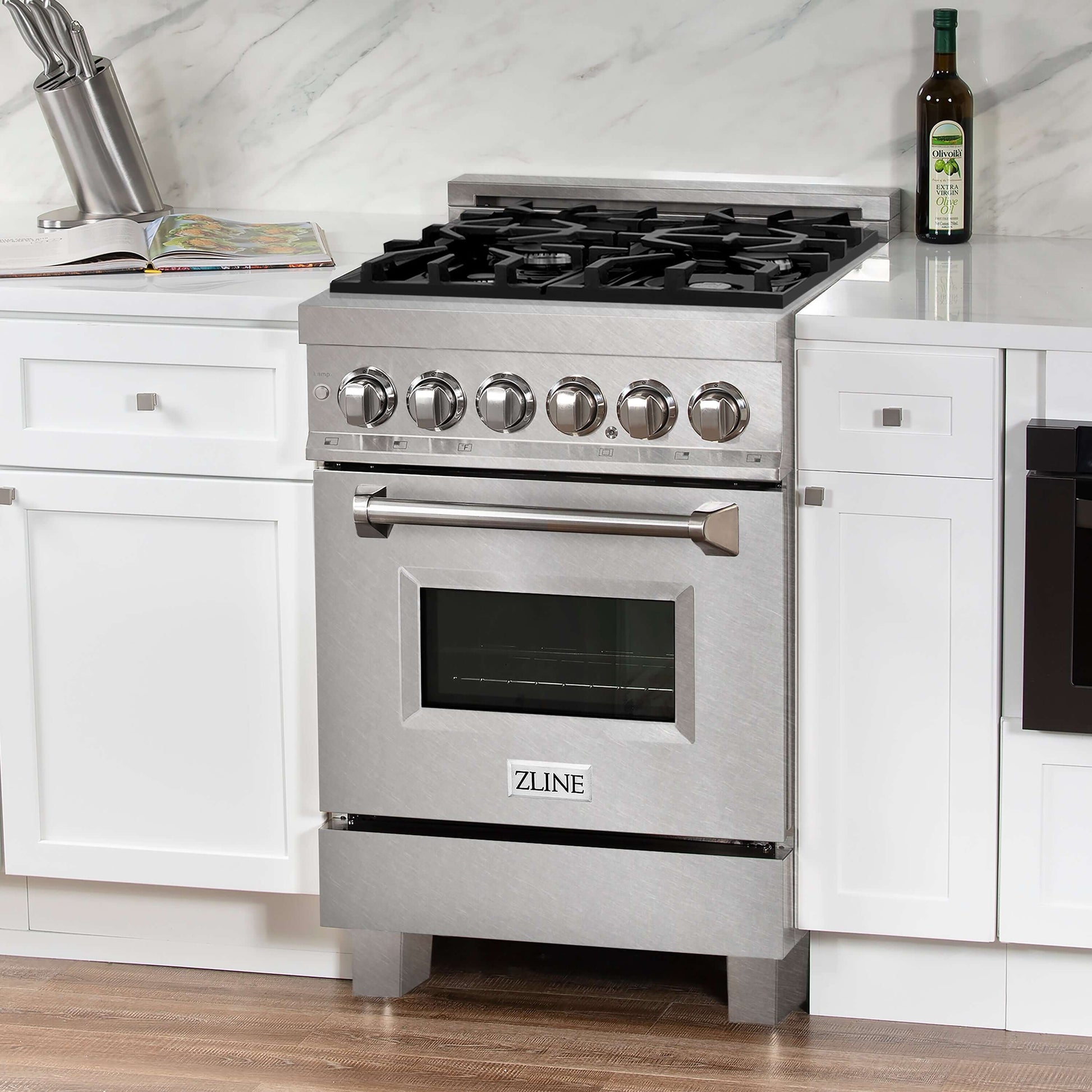 ZLINE 24" Professional Dual Fuel Range - Fingerprint Resistant Stainless Steel with Color Door Options