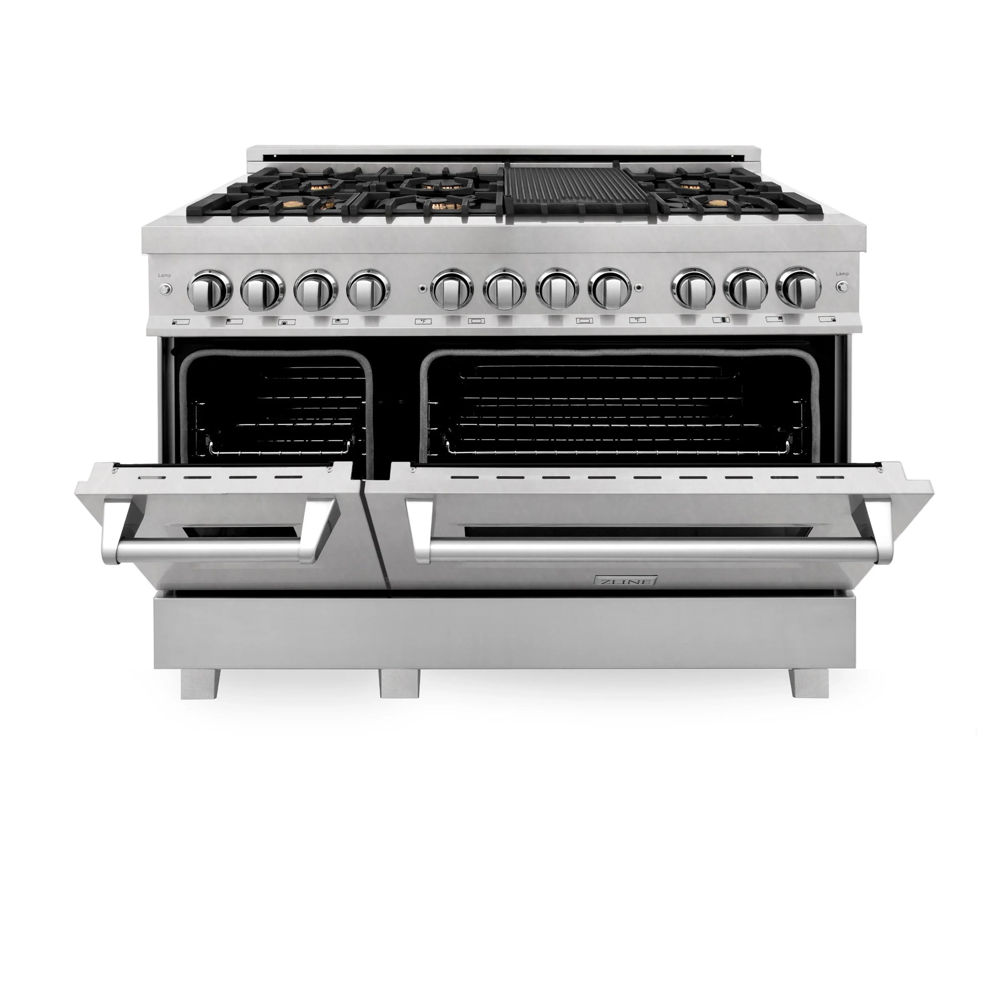 ZLINE 48" Dual Fuel Range - Gas Stove and Electric Oven, Fingerprint Resistant with Brass Burners