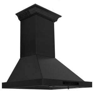 ZLINE Ducted Vent Wall Mount Range Hood - Black Stainless Steel with Built-in ZLINE CrownSound™ Bluetooth Speakers