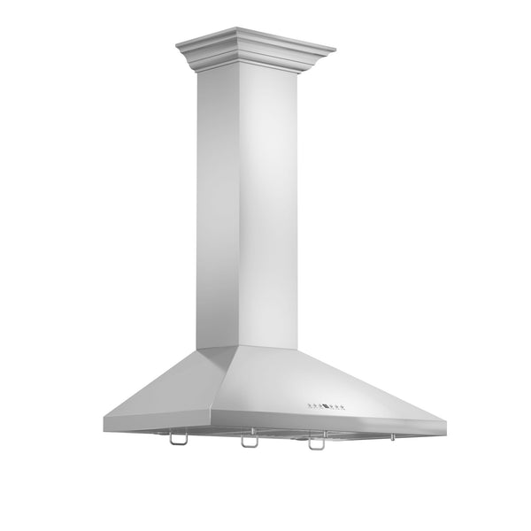ZLINE Convertible Vent Wall Mount Range Hood - Stainless Steel with Crown Molding